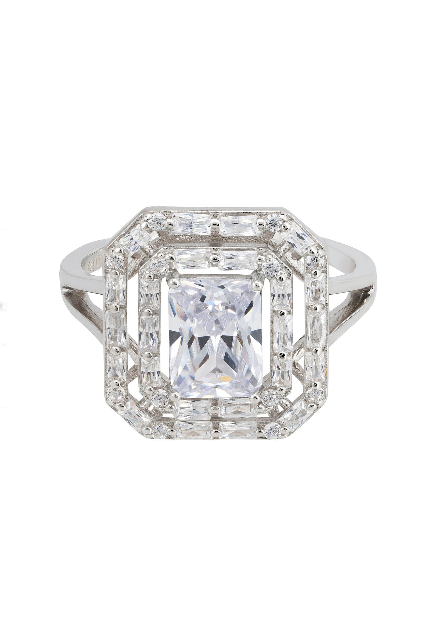 Crawford silver cocktail ring with sparkle
