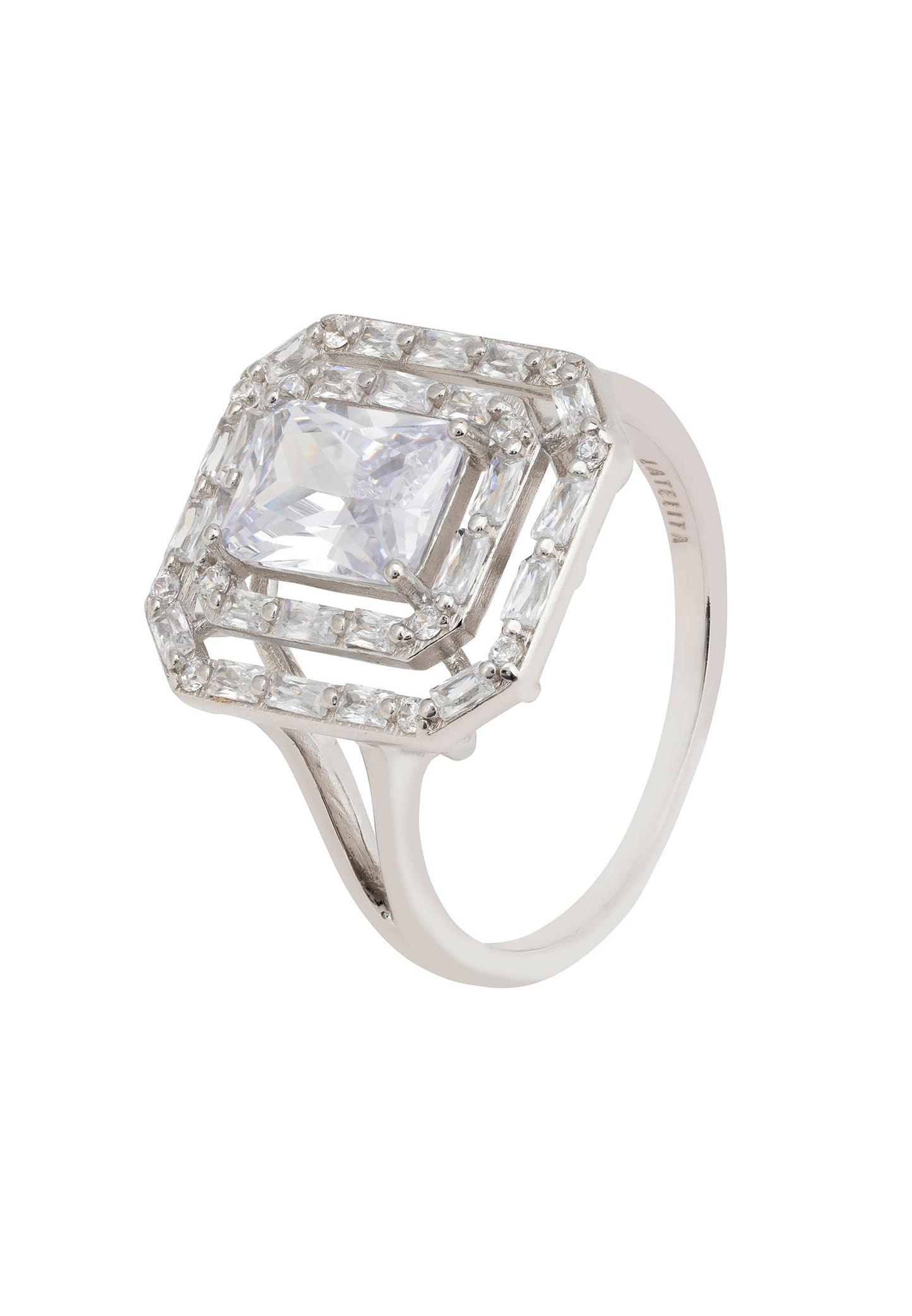 Crawford silver cocktail ring with sparkle