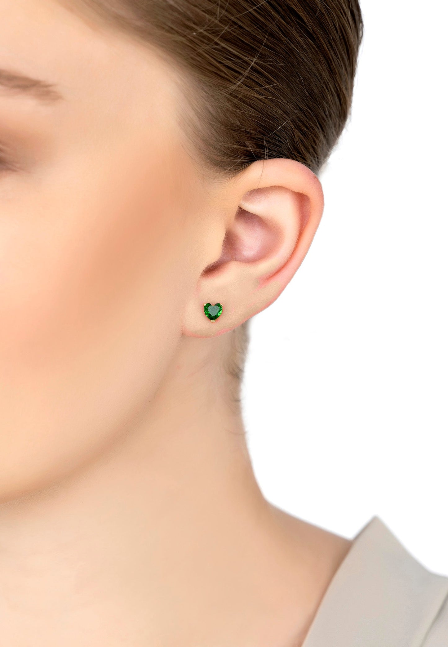 Emerald Heart Stud Earrings in Gold - Accessory101