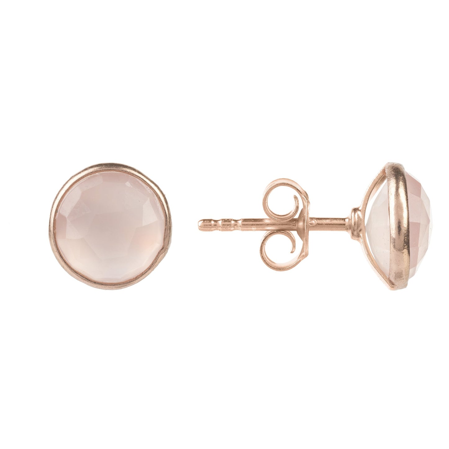 Medium circle rosegold quartz earrings