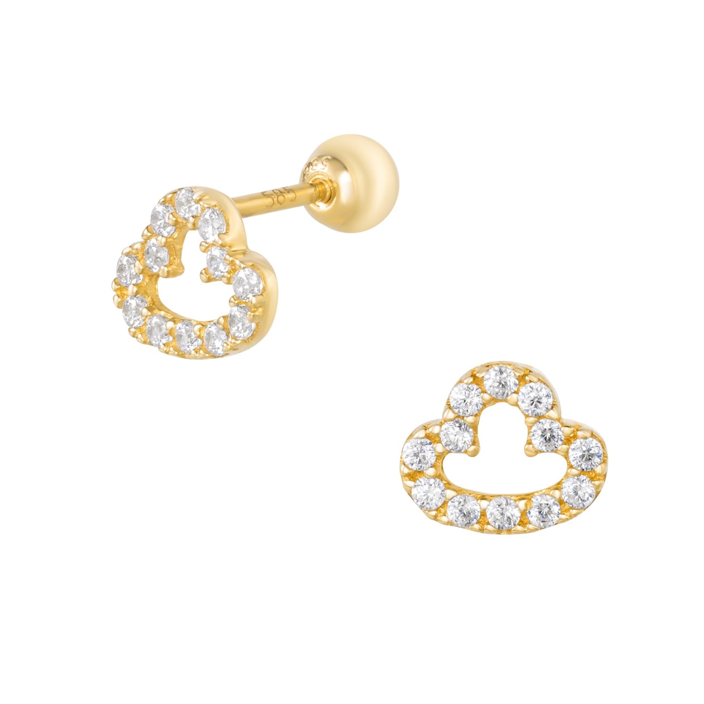 Cloudie Piercing in Yellow Gold with Cubic Zirconia