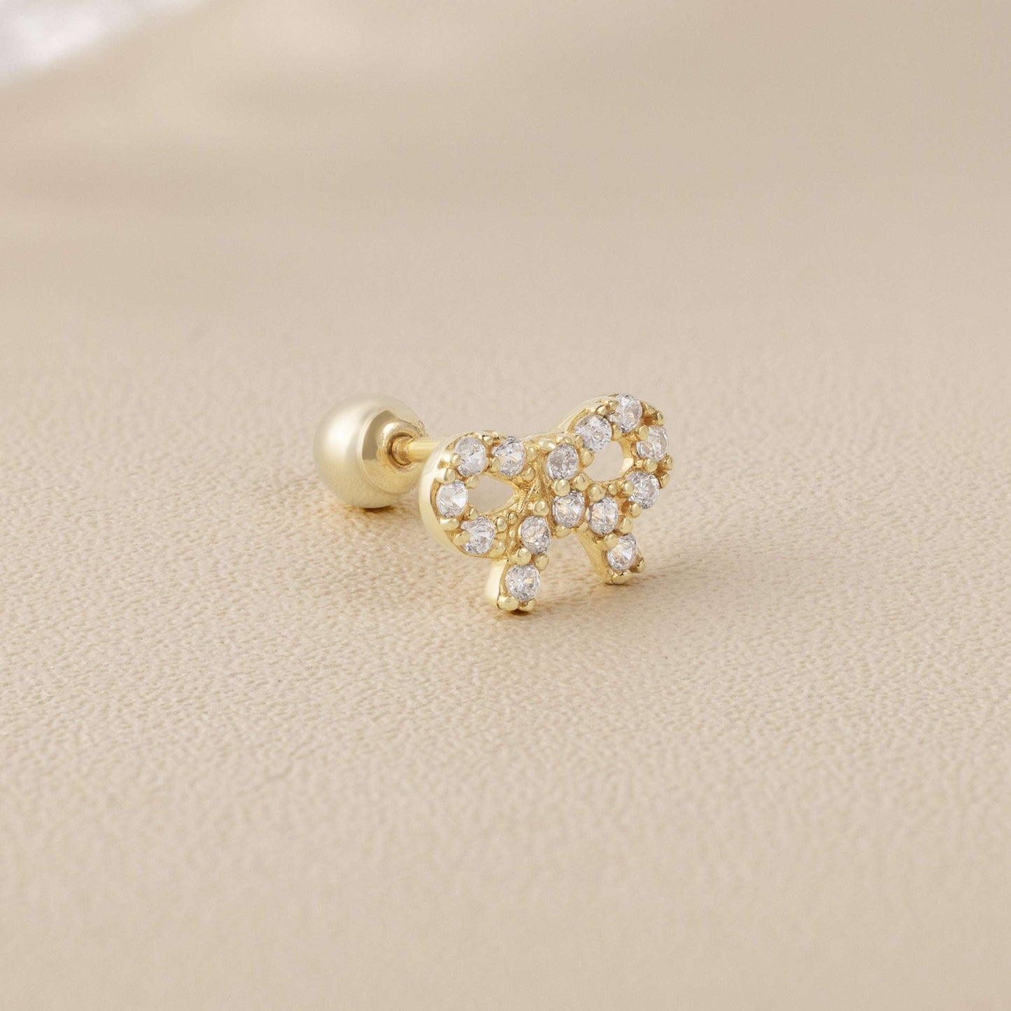 Celeste Bow Piercing in Yellow Gold with Cubic Zirconia