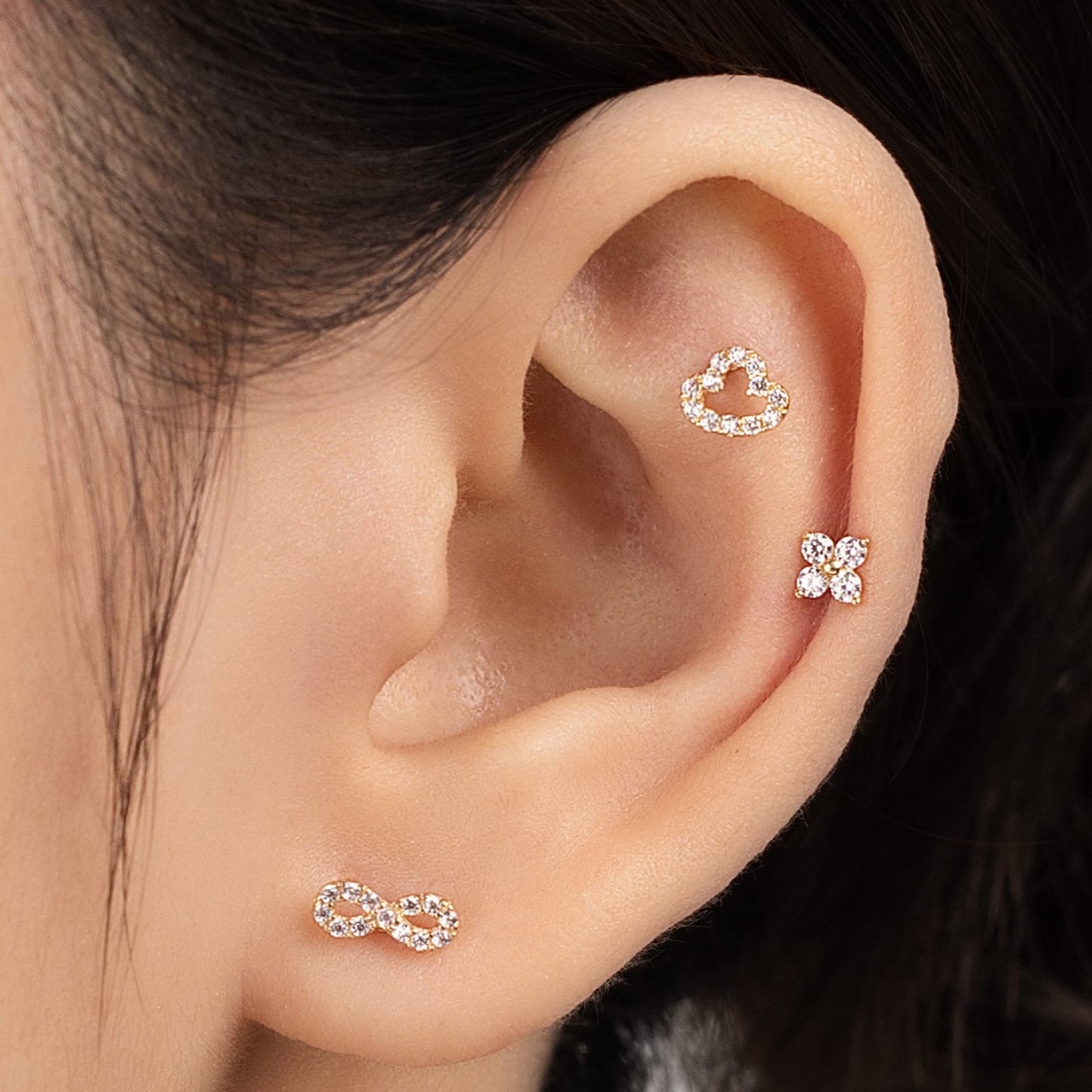 Cloudie Piercing in Yellow Gold with Cubic Zirconia