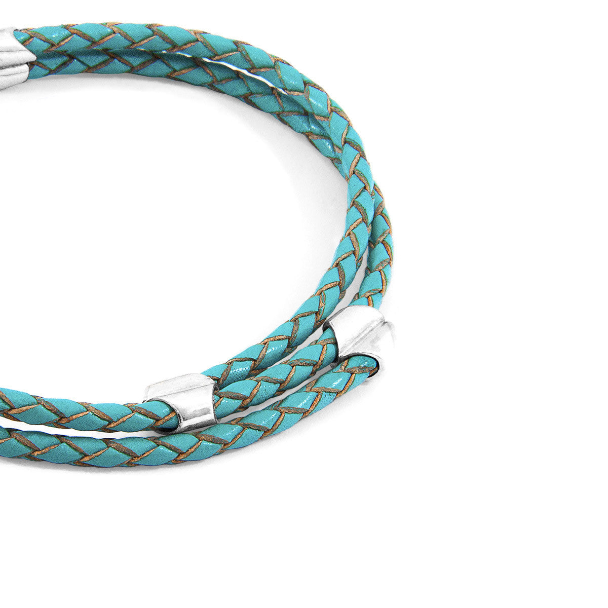 Fire orange conway braided leather and silver bracelet