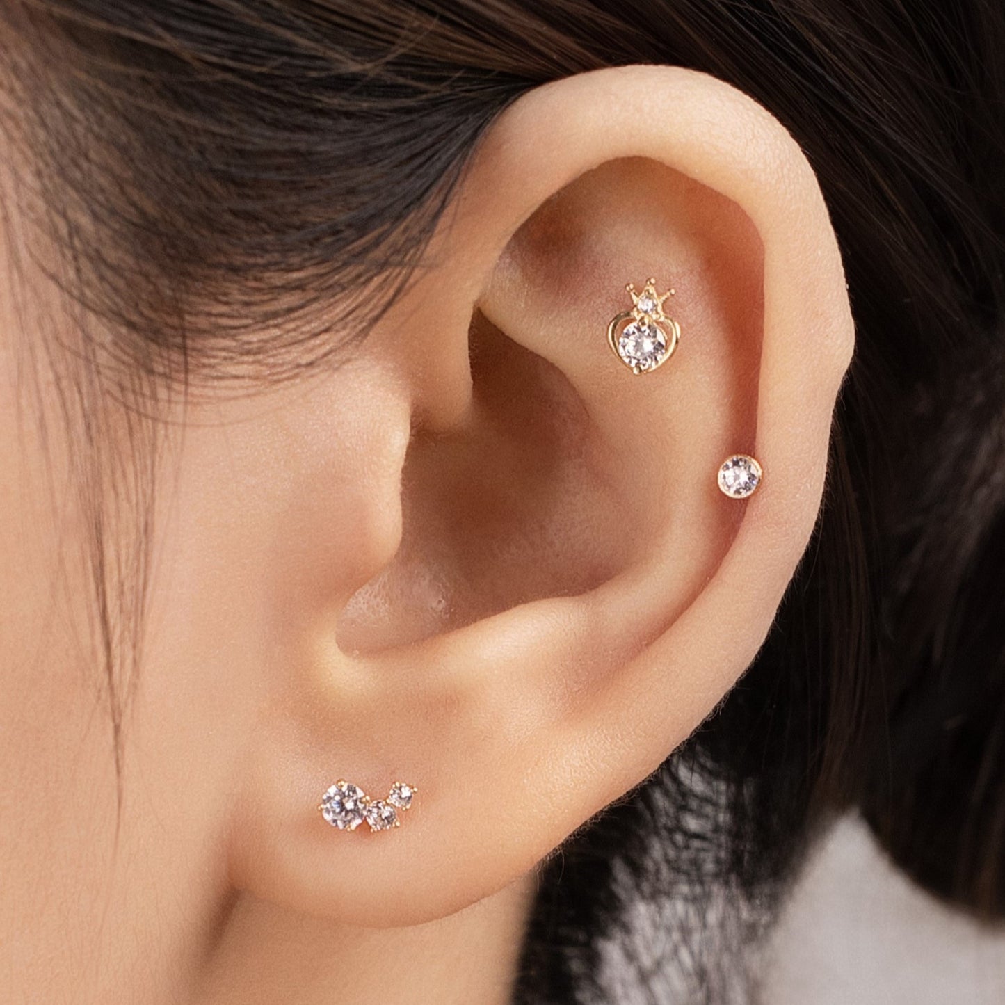 Strawberry Piercing in Yellow Gold with Cubic Zirconia