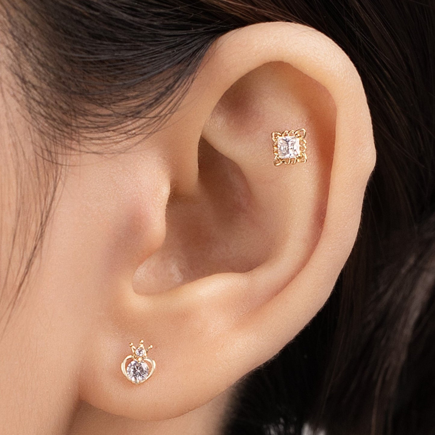 Strawberry Piercing in Yellow Gold with Cubic Zirconia