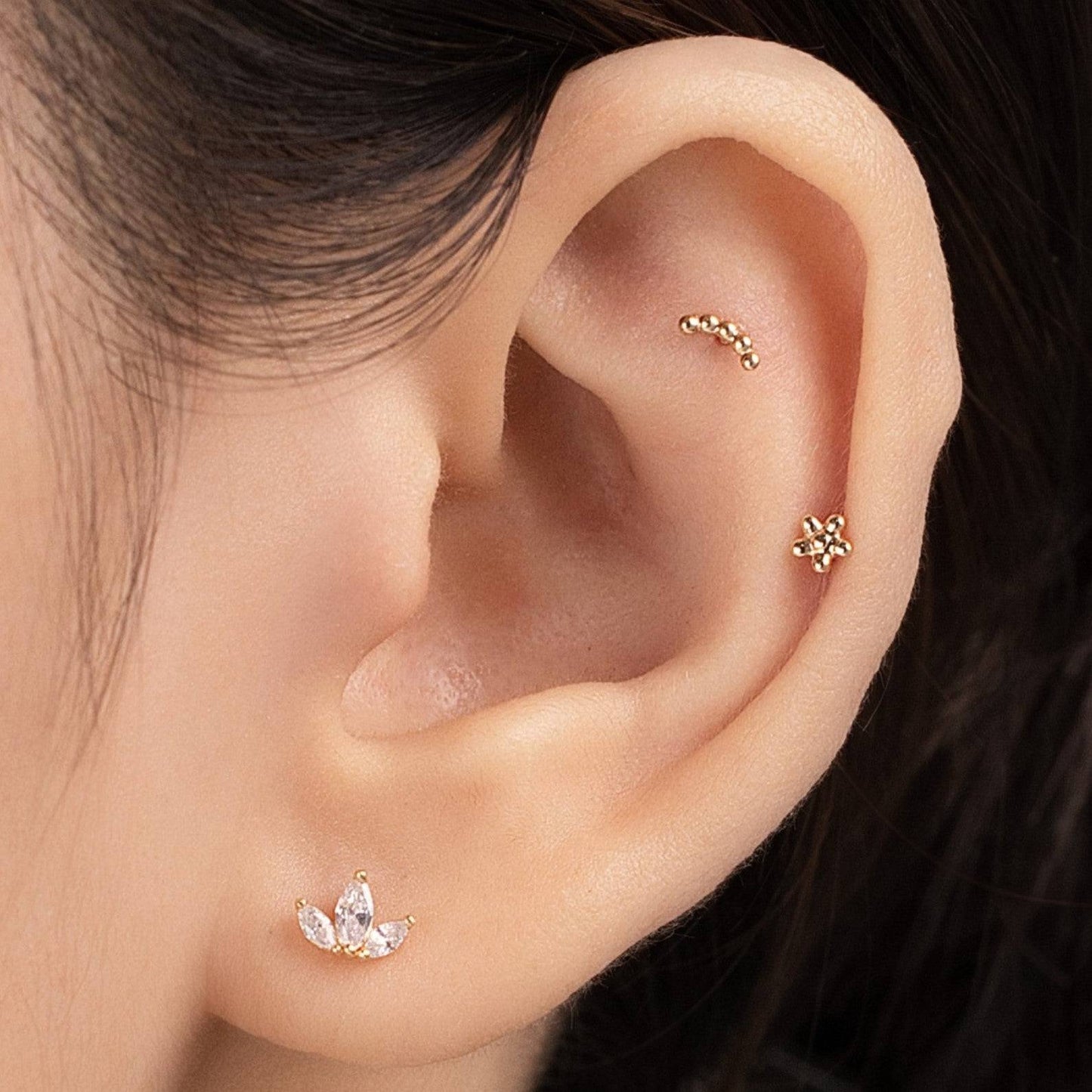 Luna Piercing in Yellow Gold with Cubic Zirconia