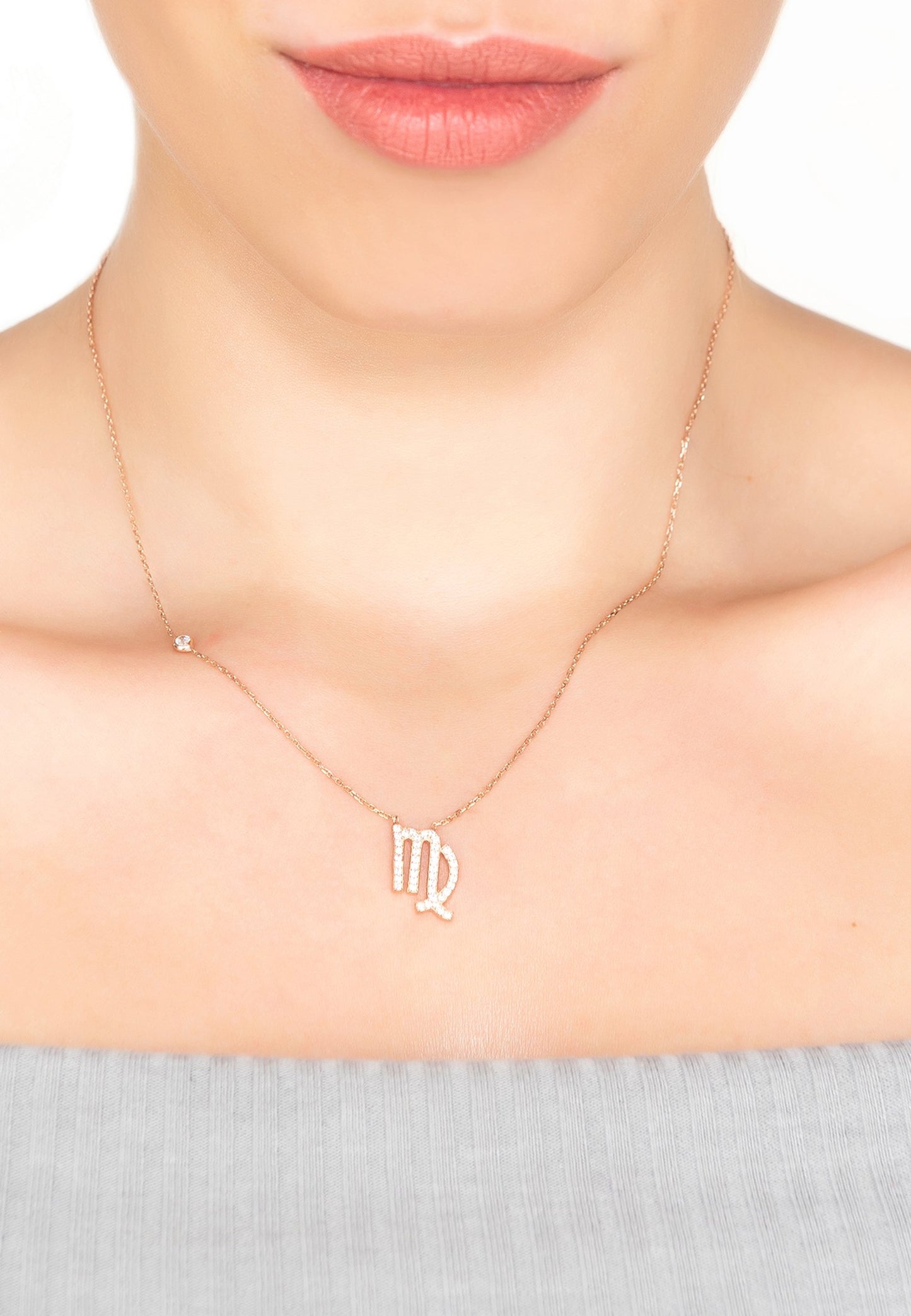 Scorpio Pendant Necklace Dipped in Rose Gold with White Zircon - Accessory101