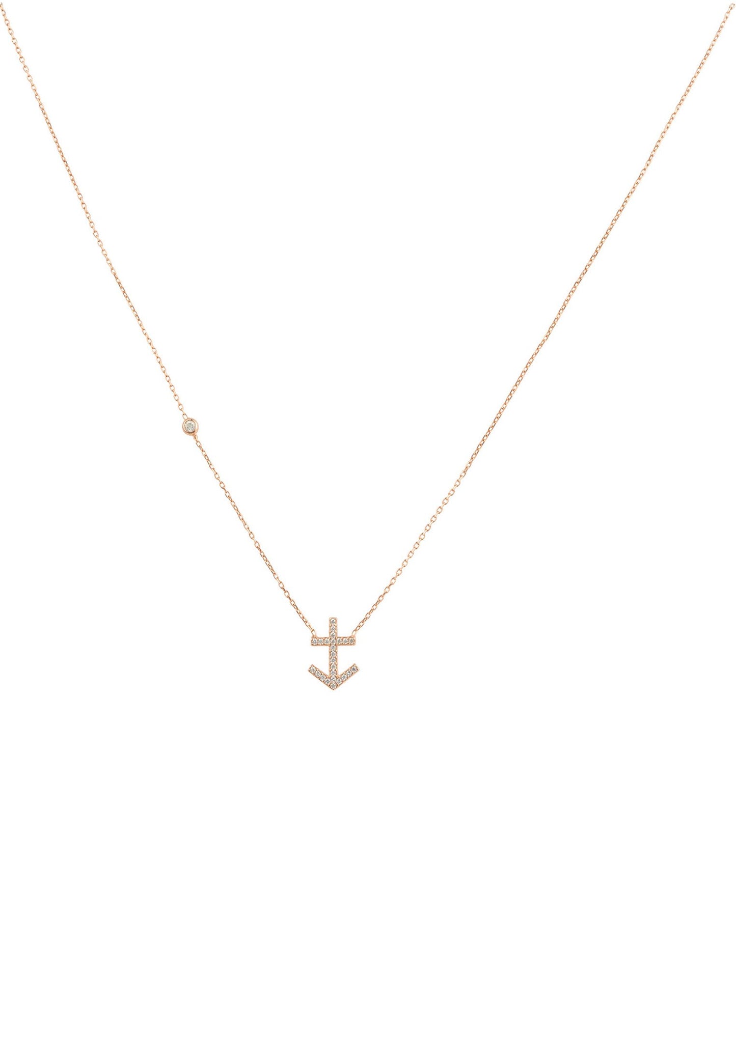 Sagittarius Zodiac Necklace Dipped in Rose Gold and White Zircon - Accessory101