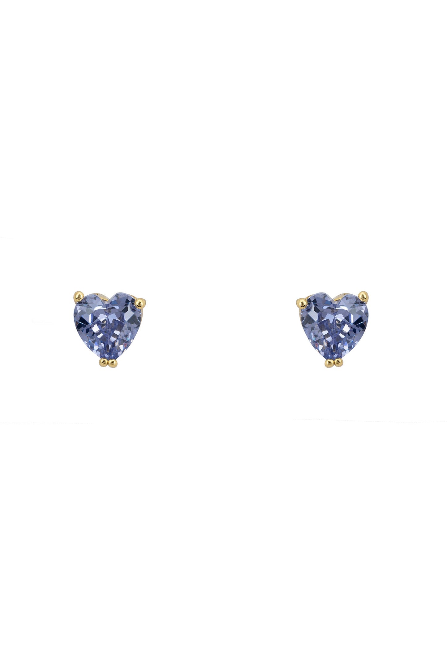 Heart Stud Earrings in Gold with Tanzanite