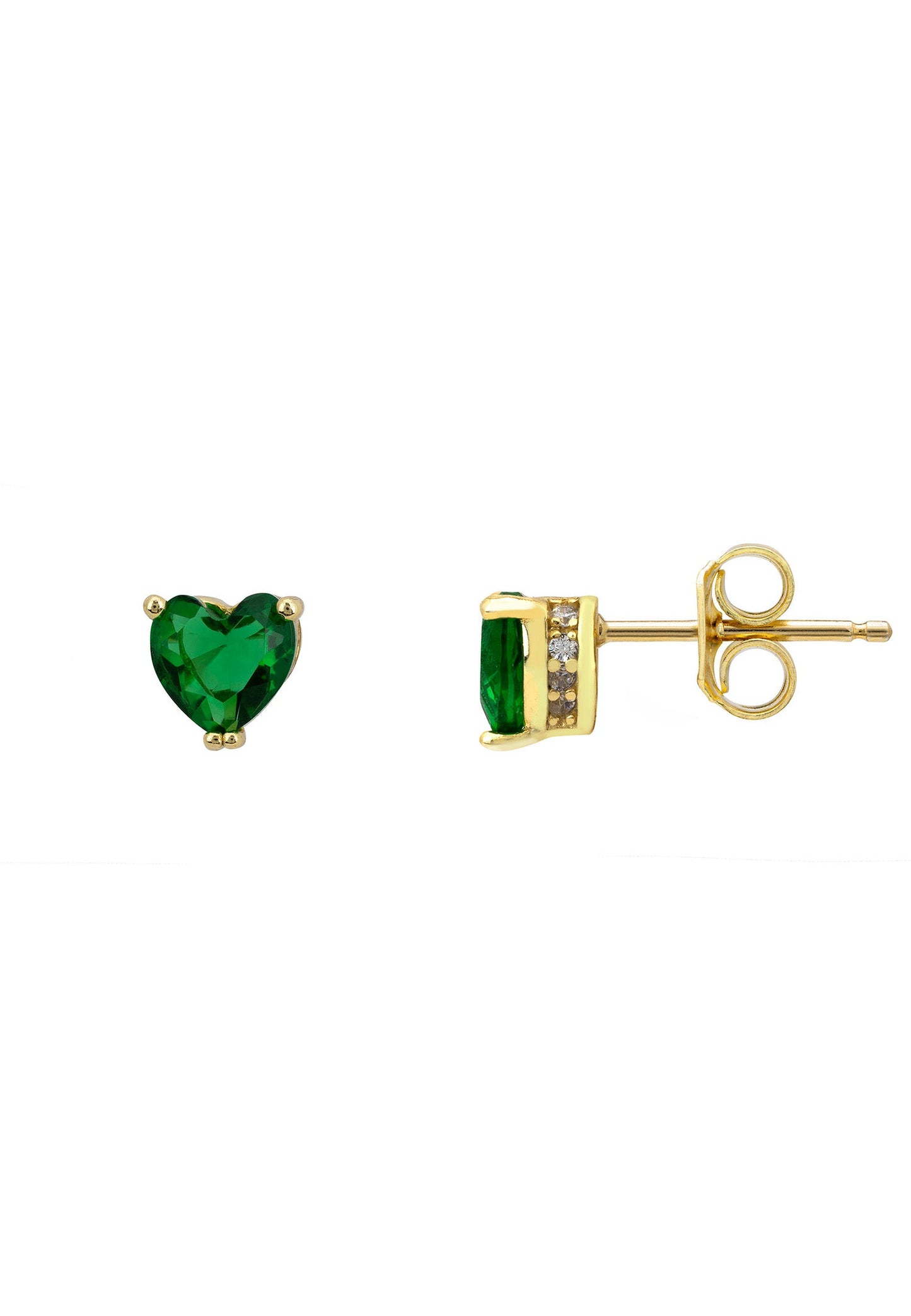 Emerald Heart Stud Earrings in Gold - Accessory101