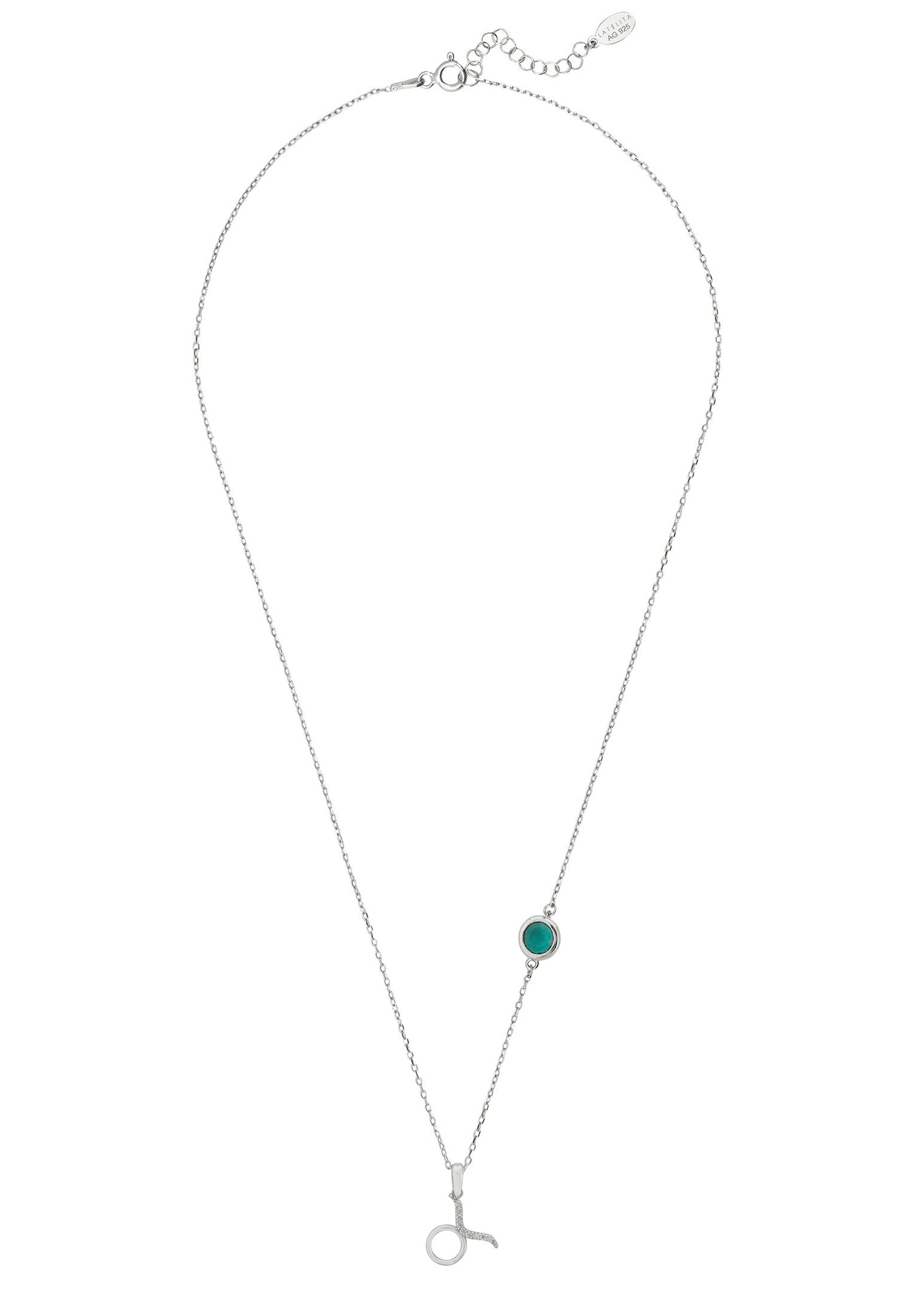 Taurus Birthstone Necklace in Silver with Emerald - Accessory101