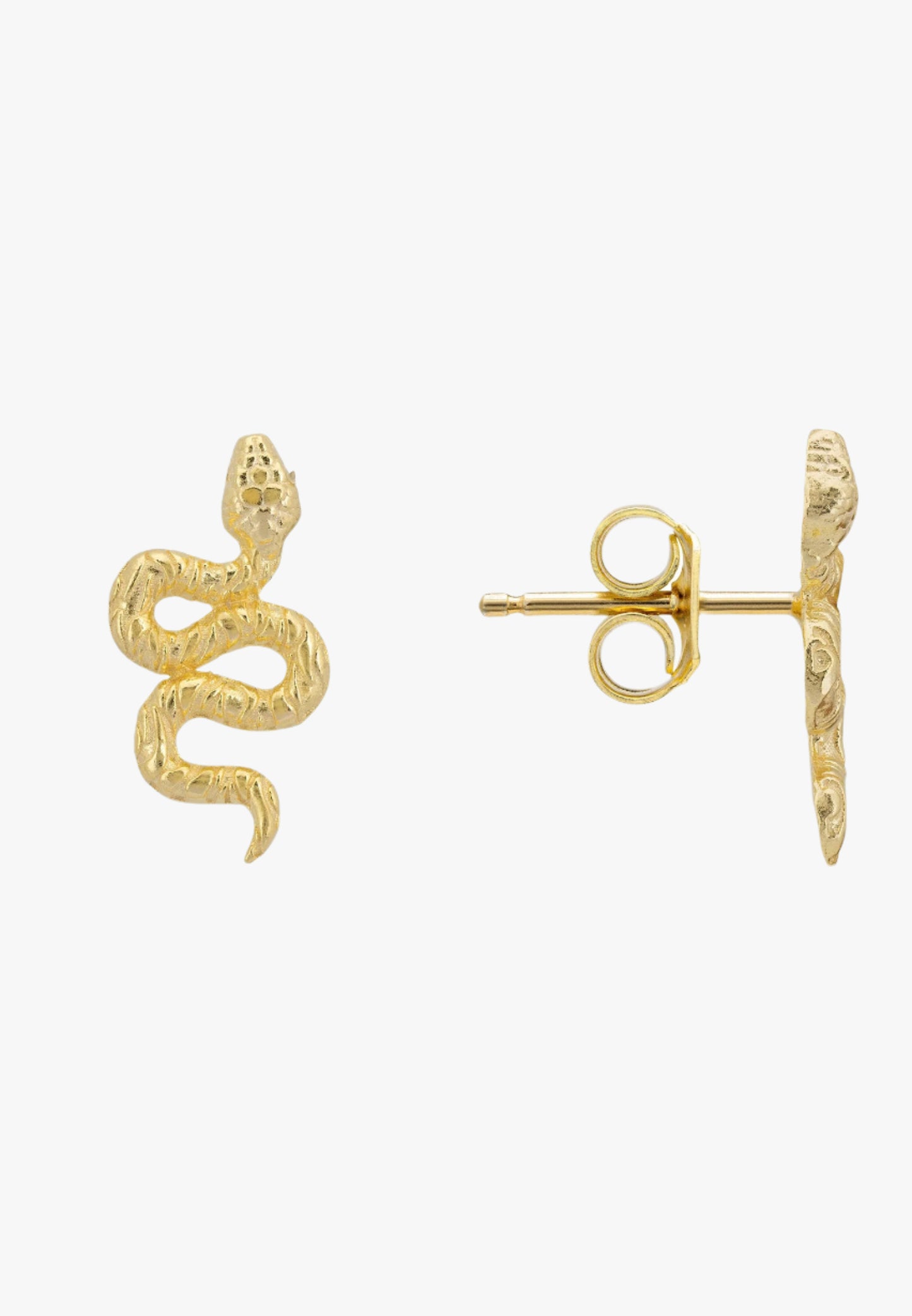 Coiled Cobra Snake Stud Earrings Gold