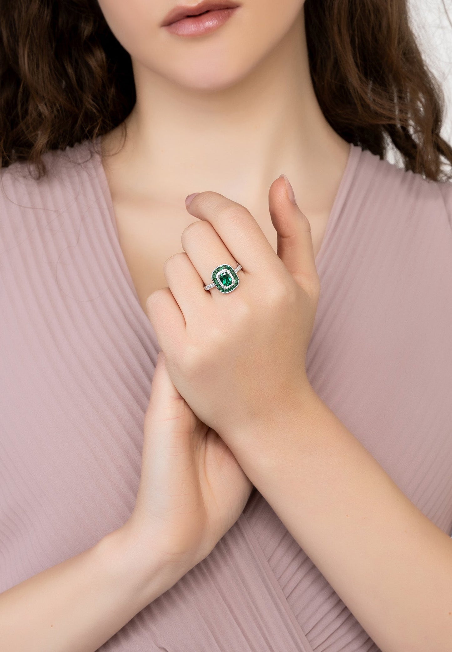 Great gatsby emerald silver ring