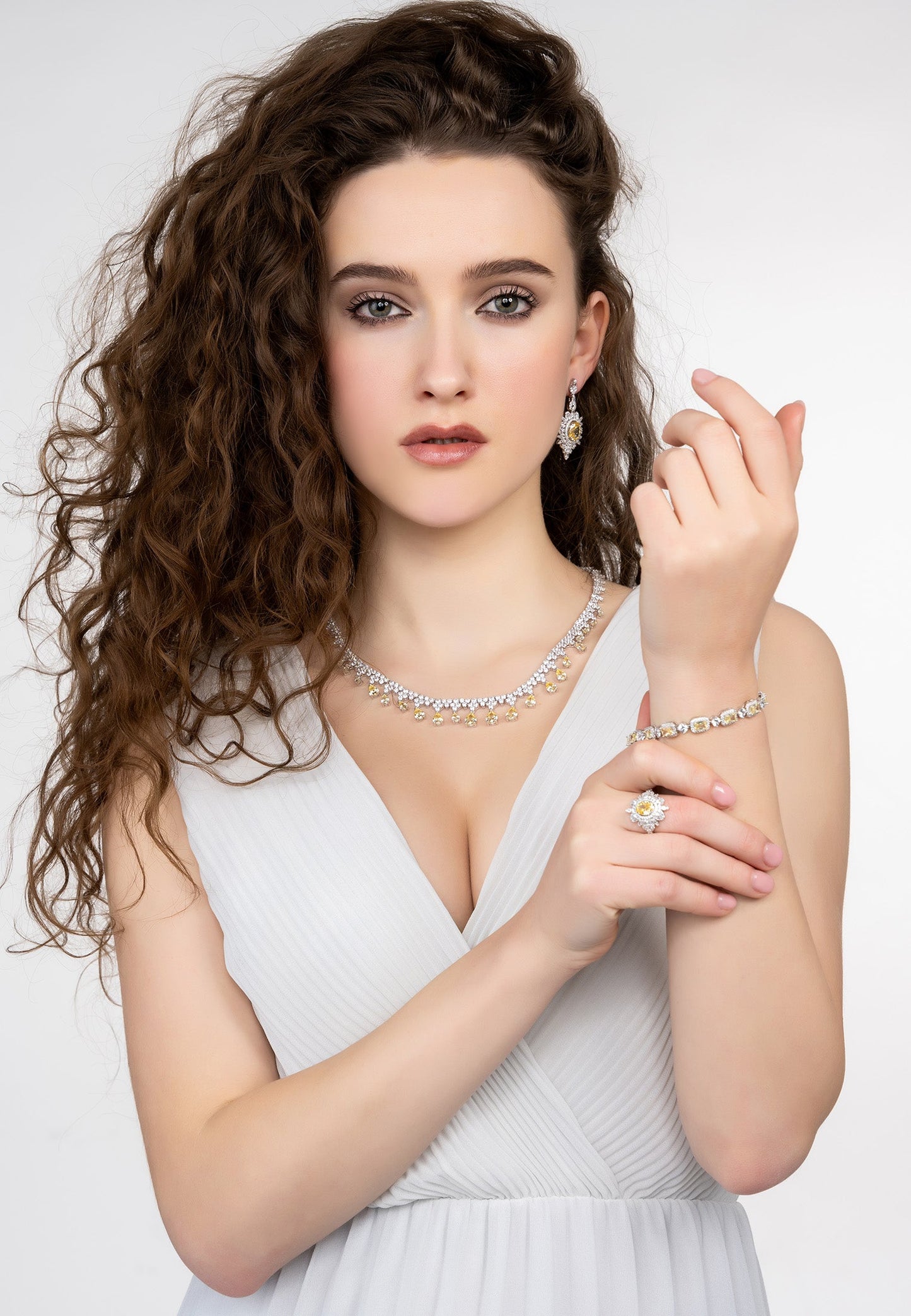 Arabesque splendor cocktail ring yellow topaz silver