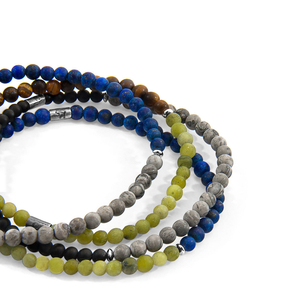 Green jade and blue sodalite skinny bracelet