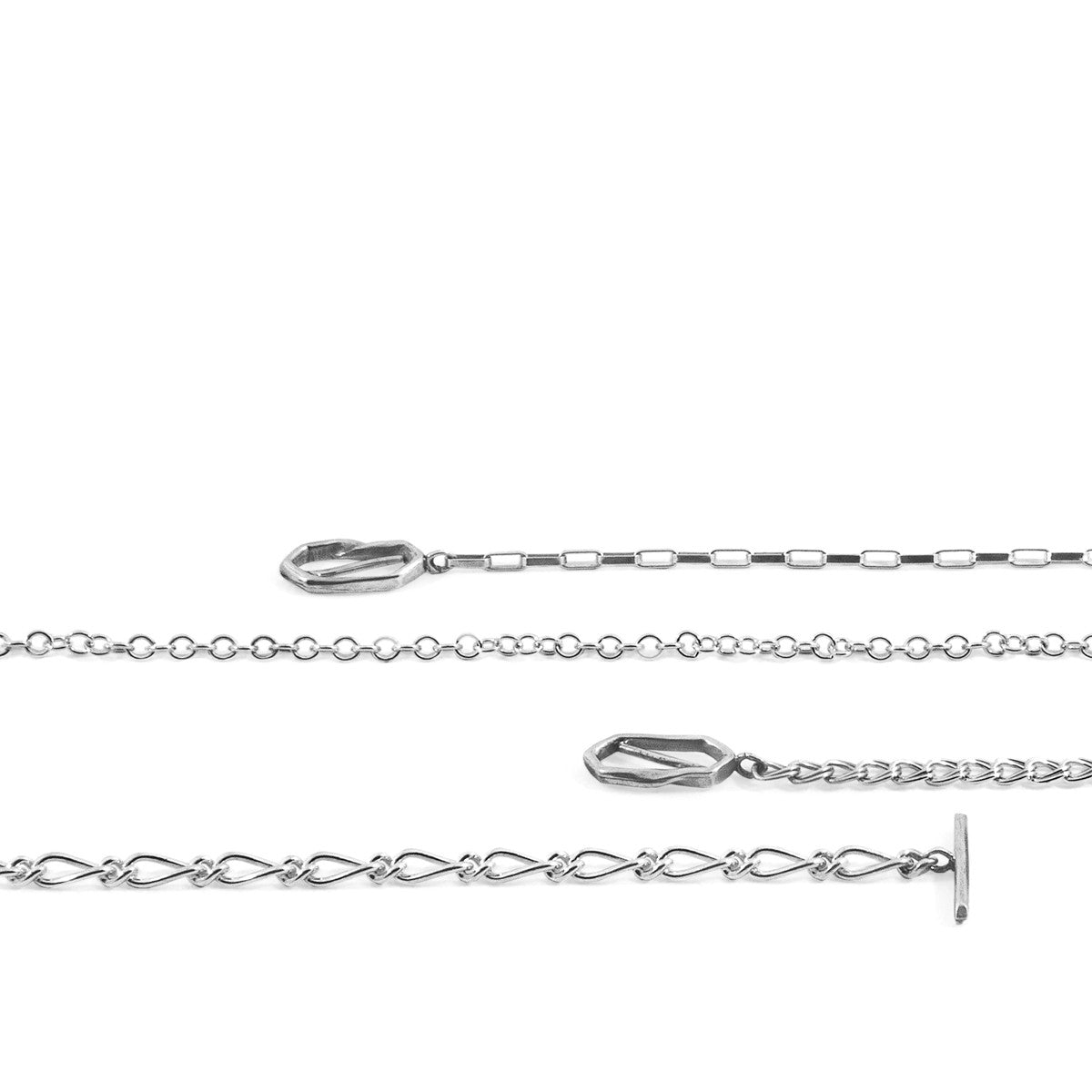 Alex twist silver chain t-bar bracelet