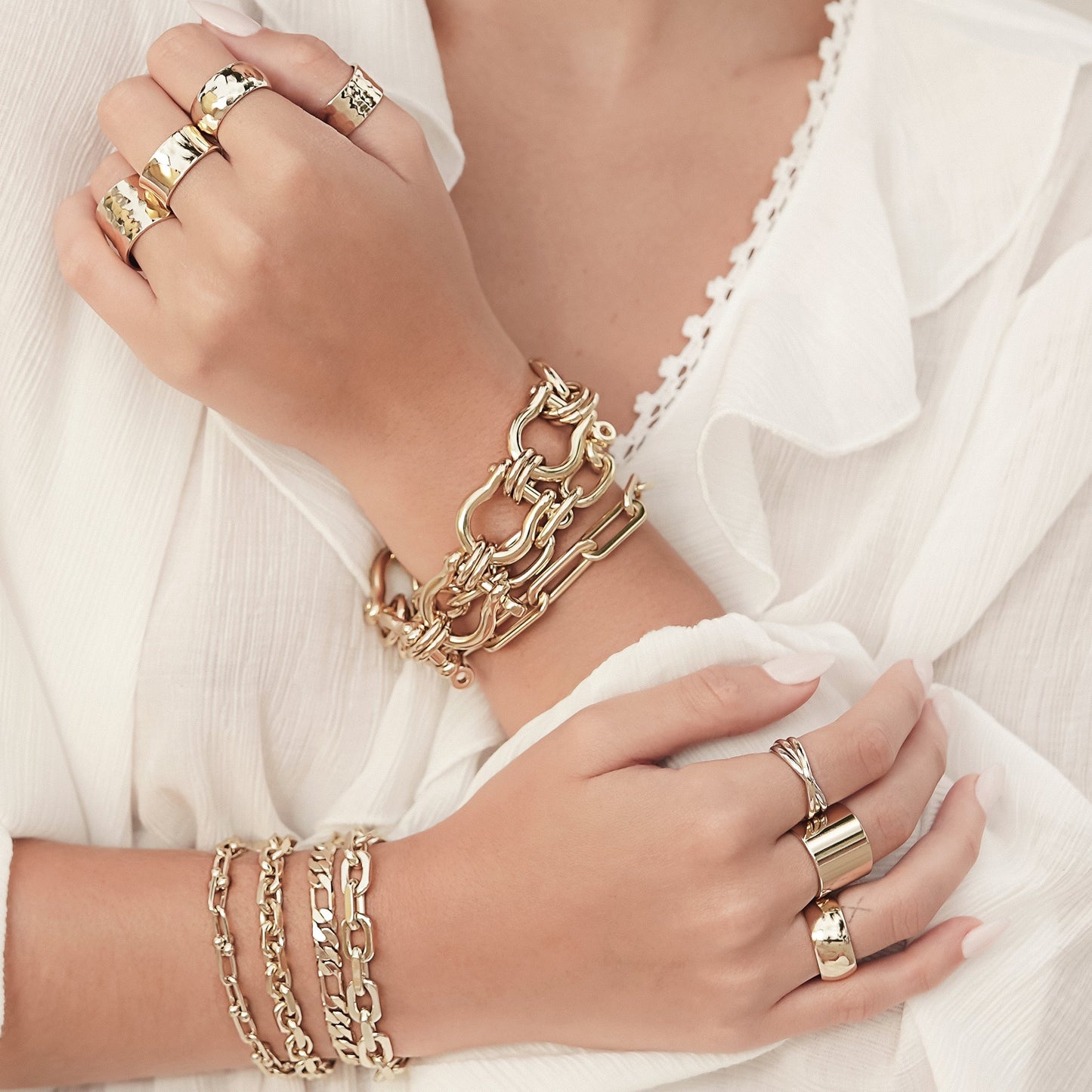 Elegant hammered domed brass ring