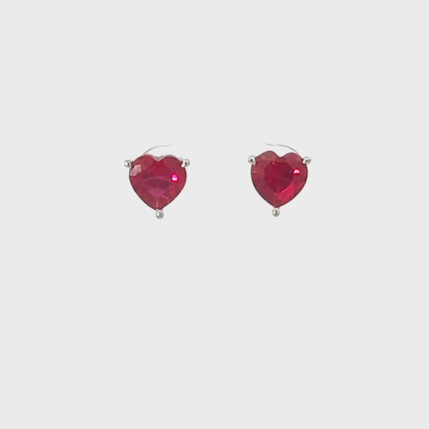 Amore heart stud earrings ruby silver