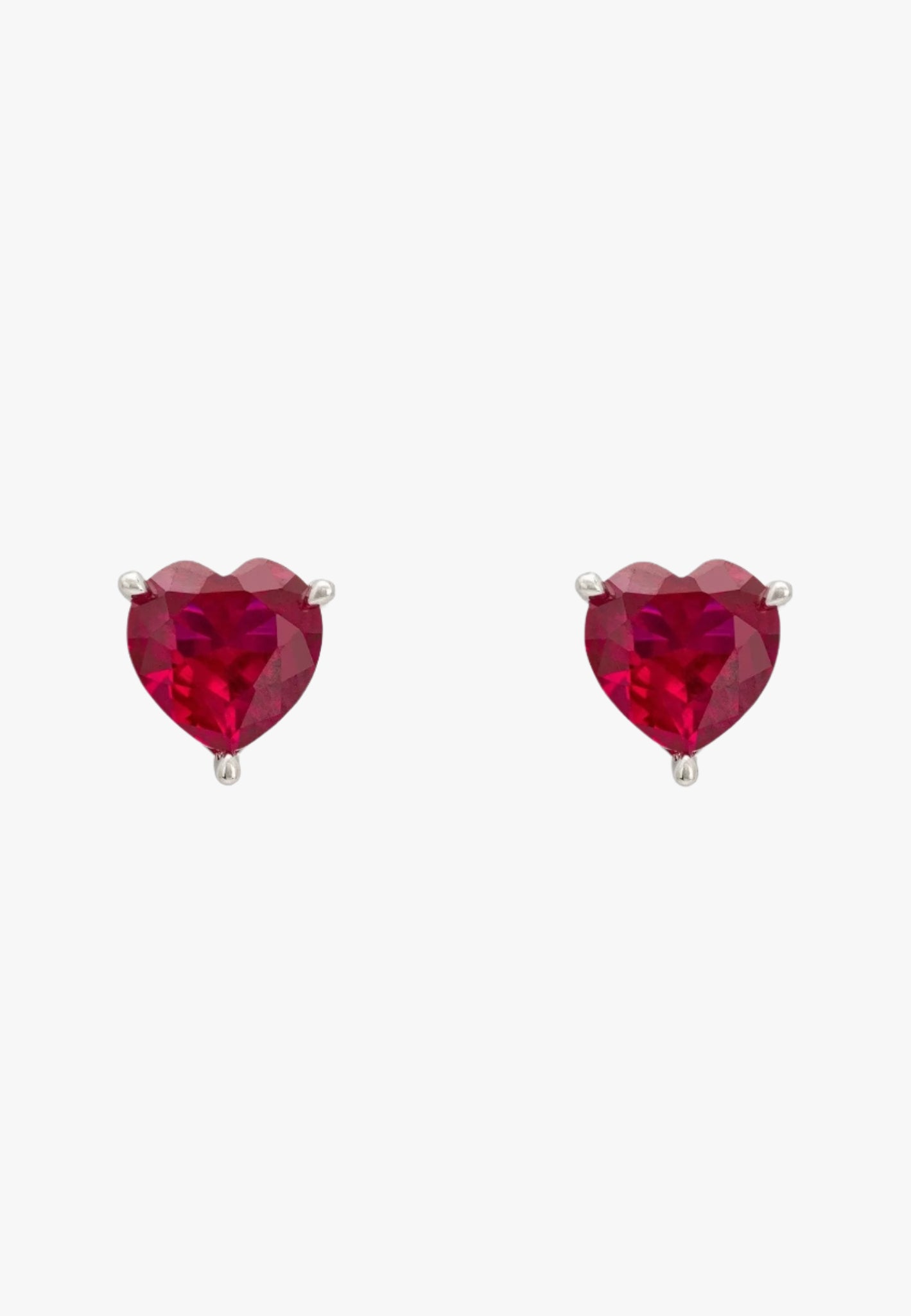 Amore heart stud earrings ruby silver