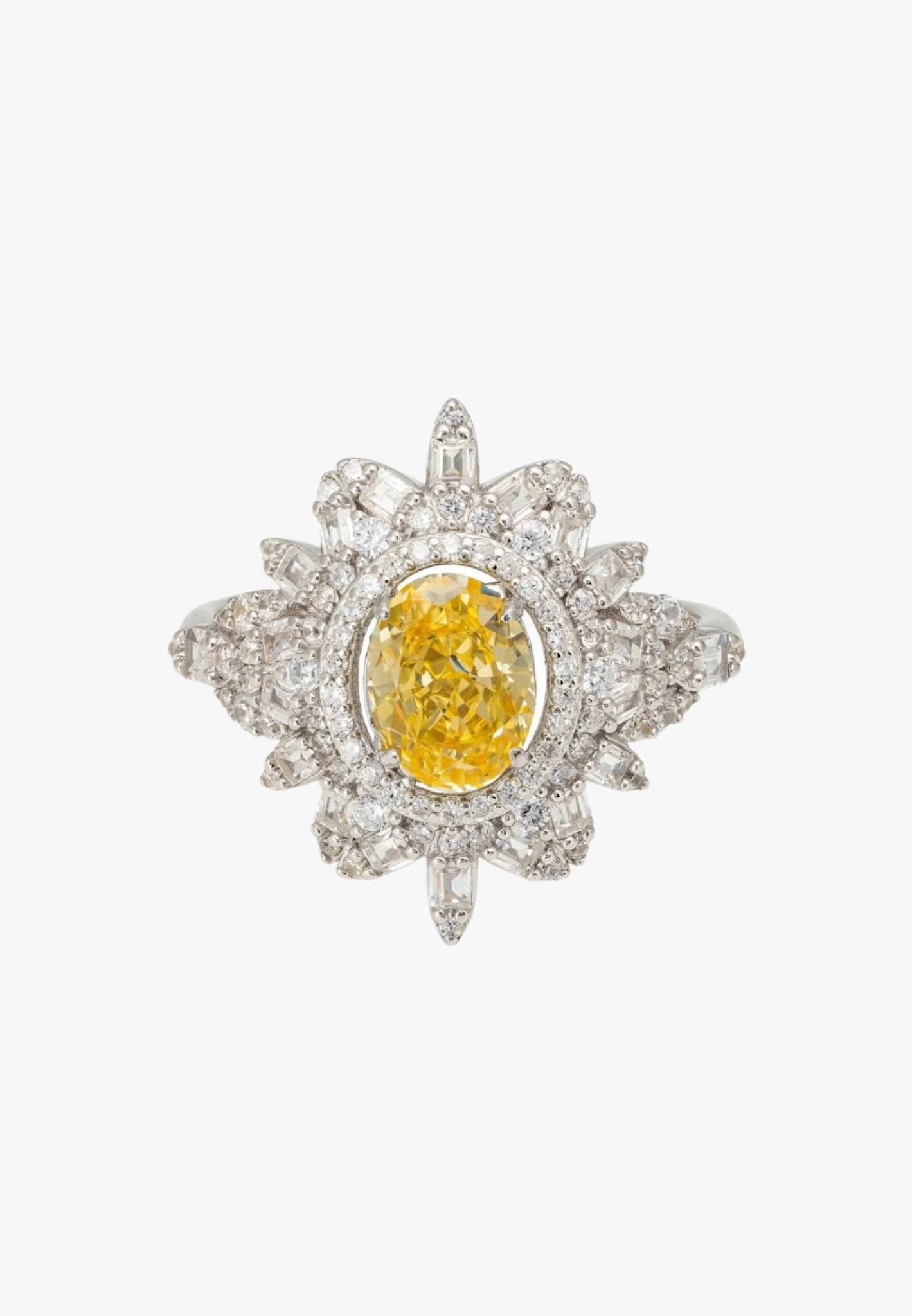 Arabesque splendor cocktail ring yellow topaz silver