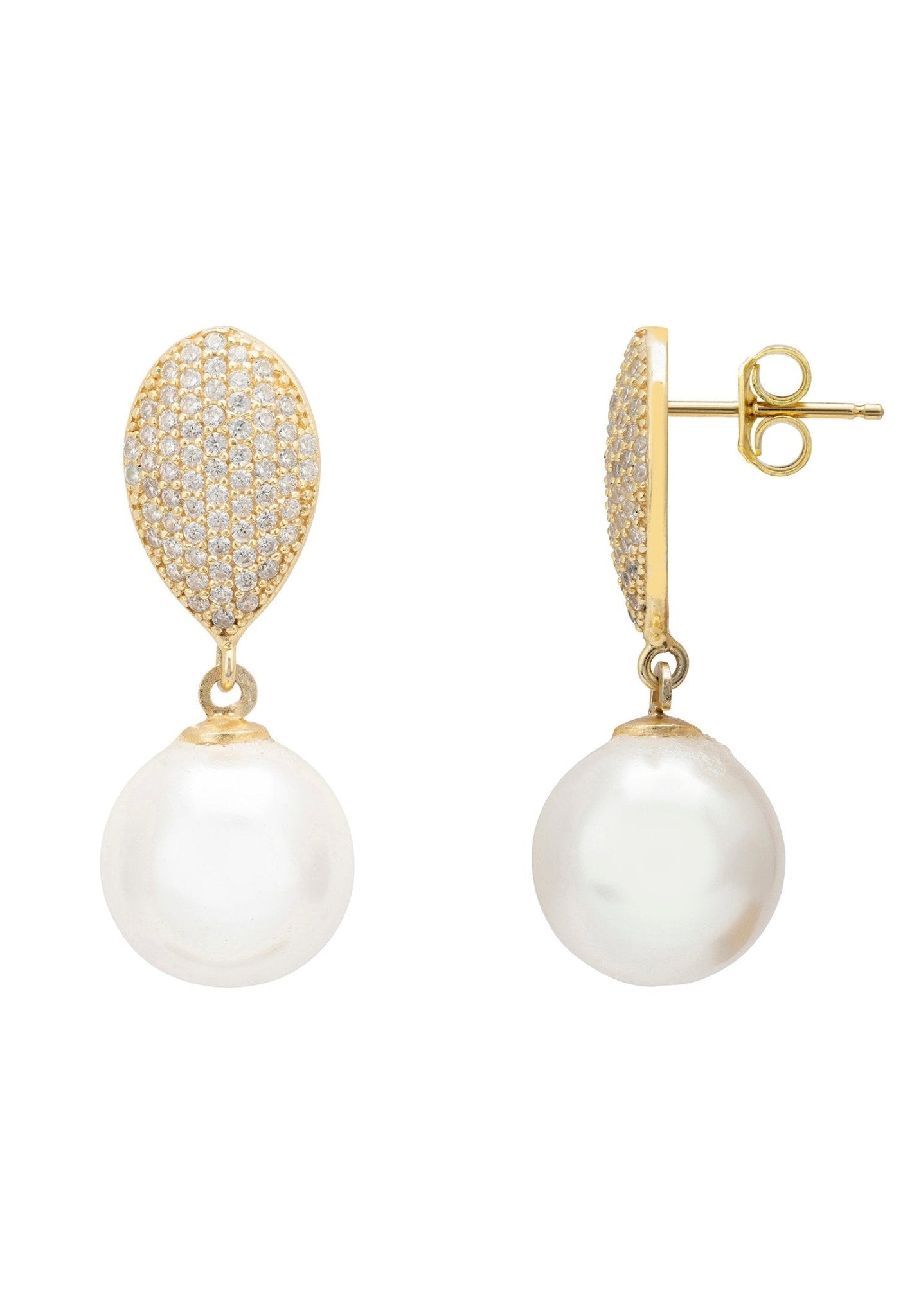 Pearl Classic Drop Earrings in Gold - Accessory101