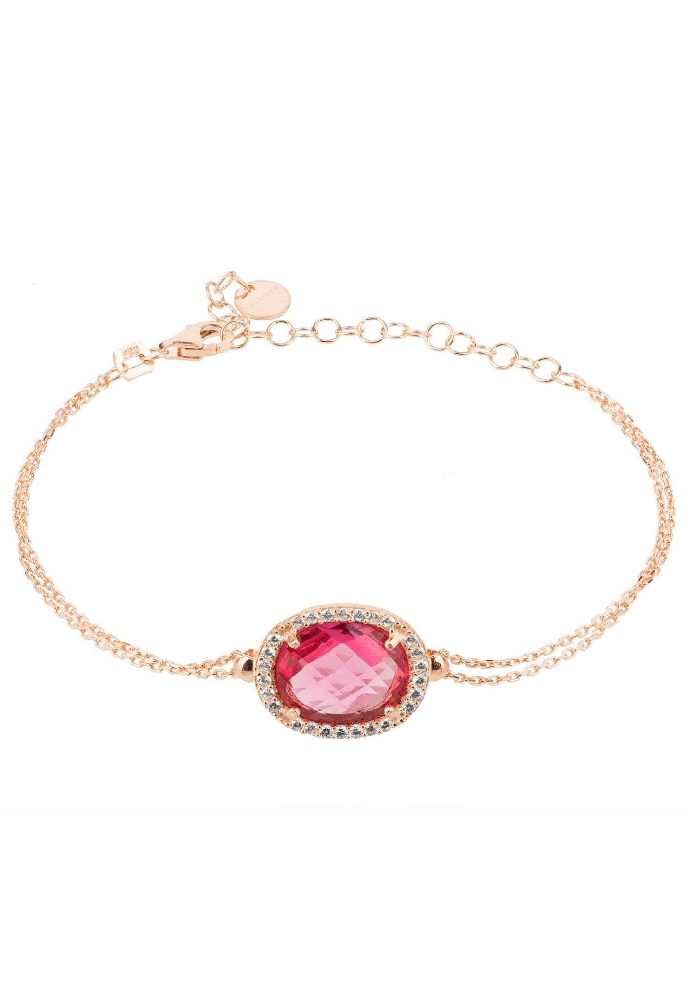 Beatrice oval gemstone bracelet rose gold