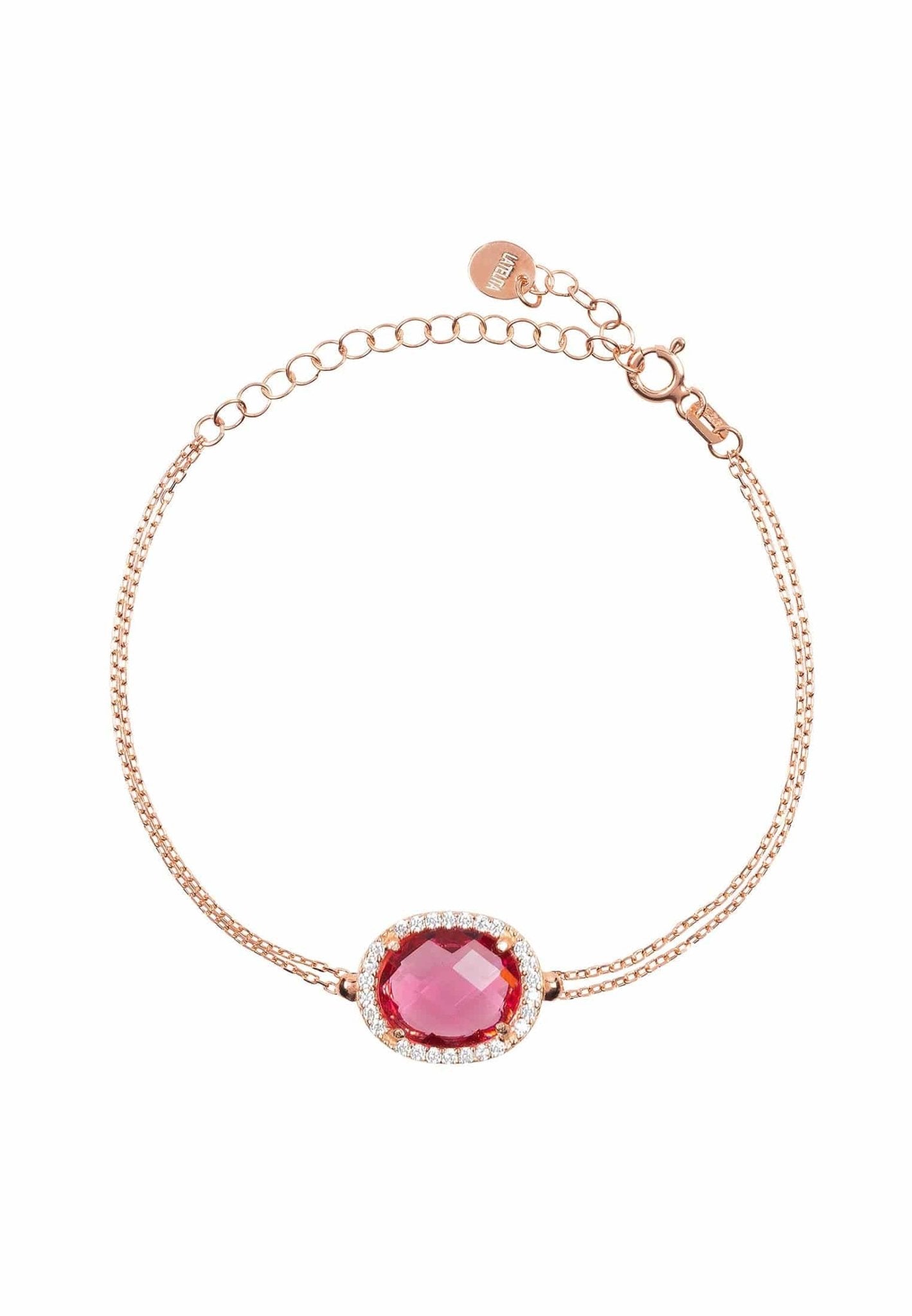 Beatrice oval gemstone bracelet rose gold