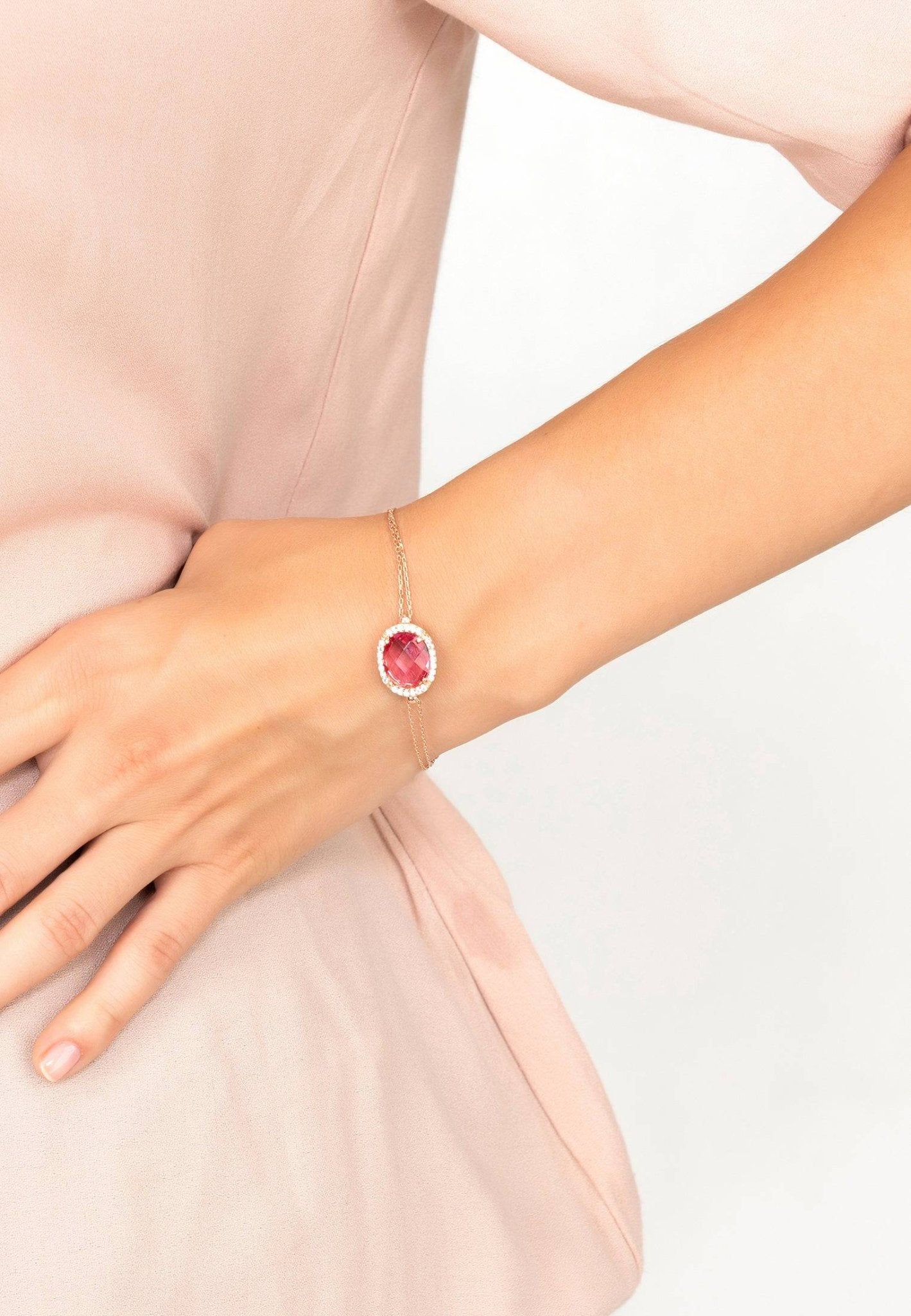 Beatrice oval gemstone bracelet rose gold