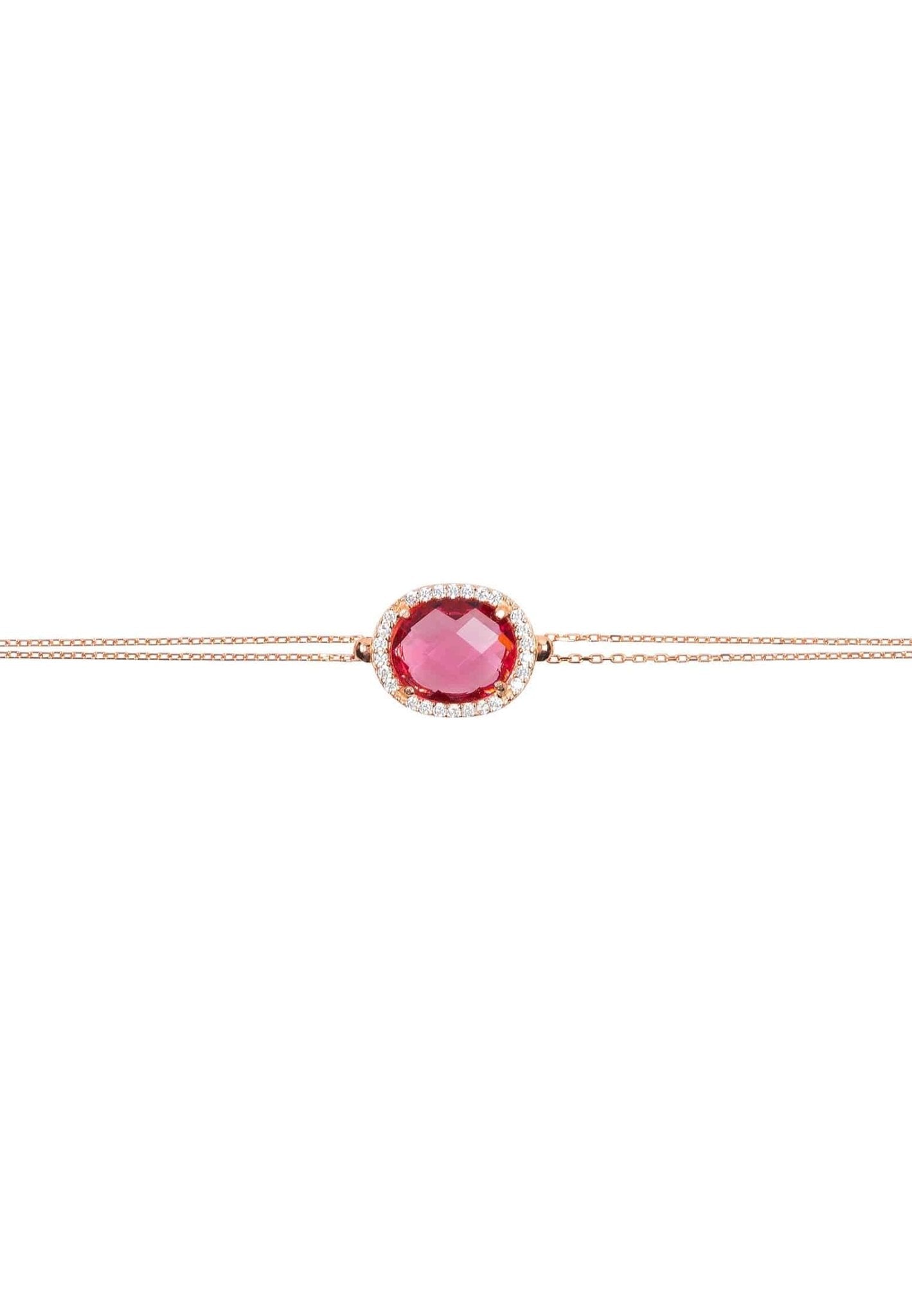Beatrice oval gemstone bracelet rose gold