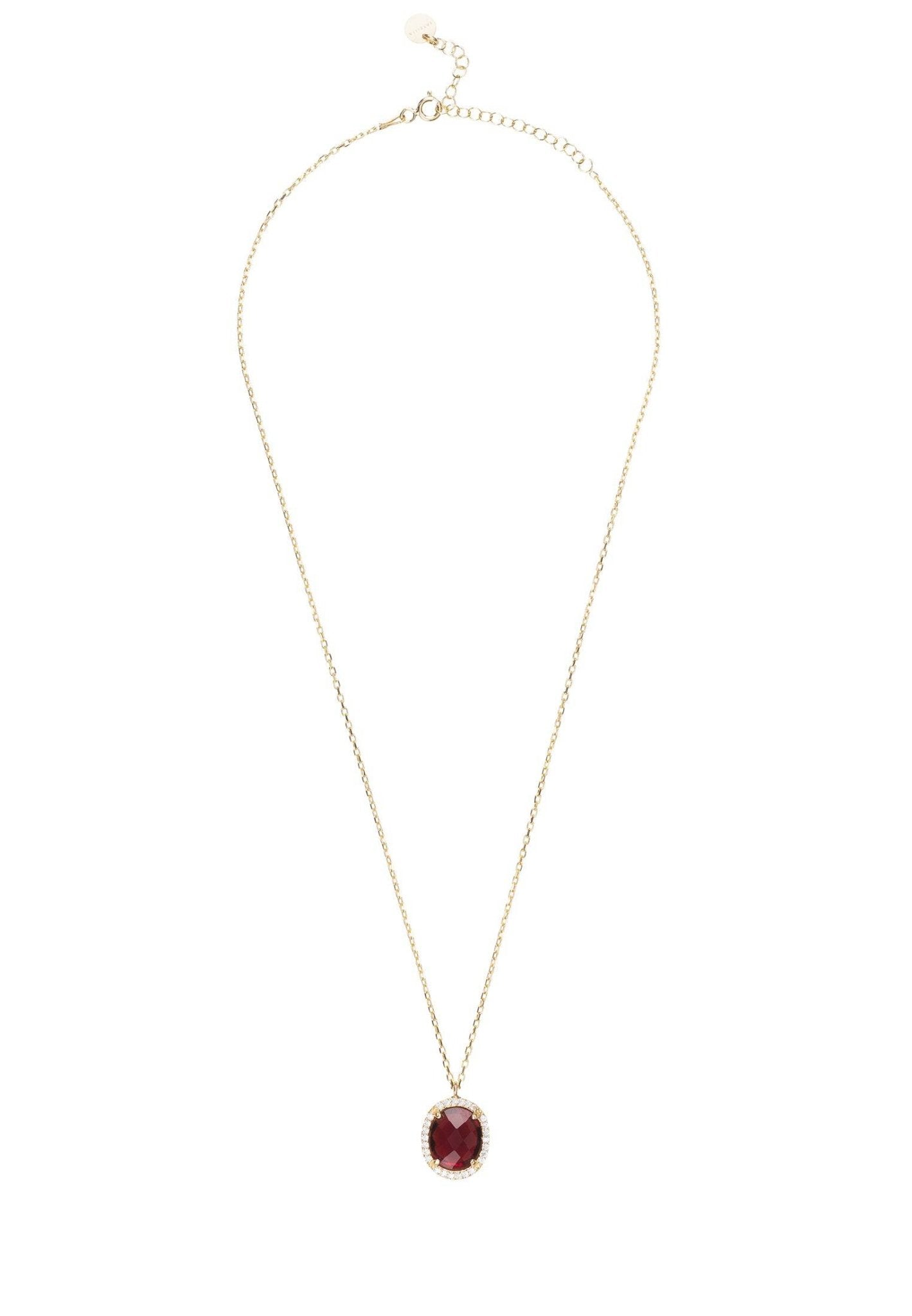 Beatrice Oval Gemstone Pendant Necklace Dipped in Gold - Accessory101