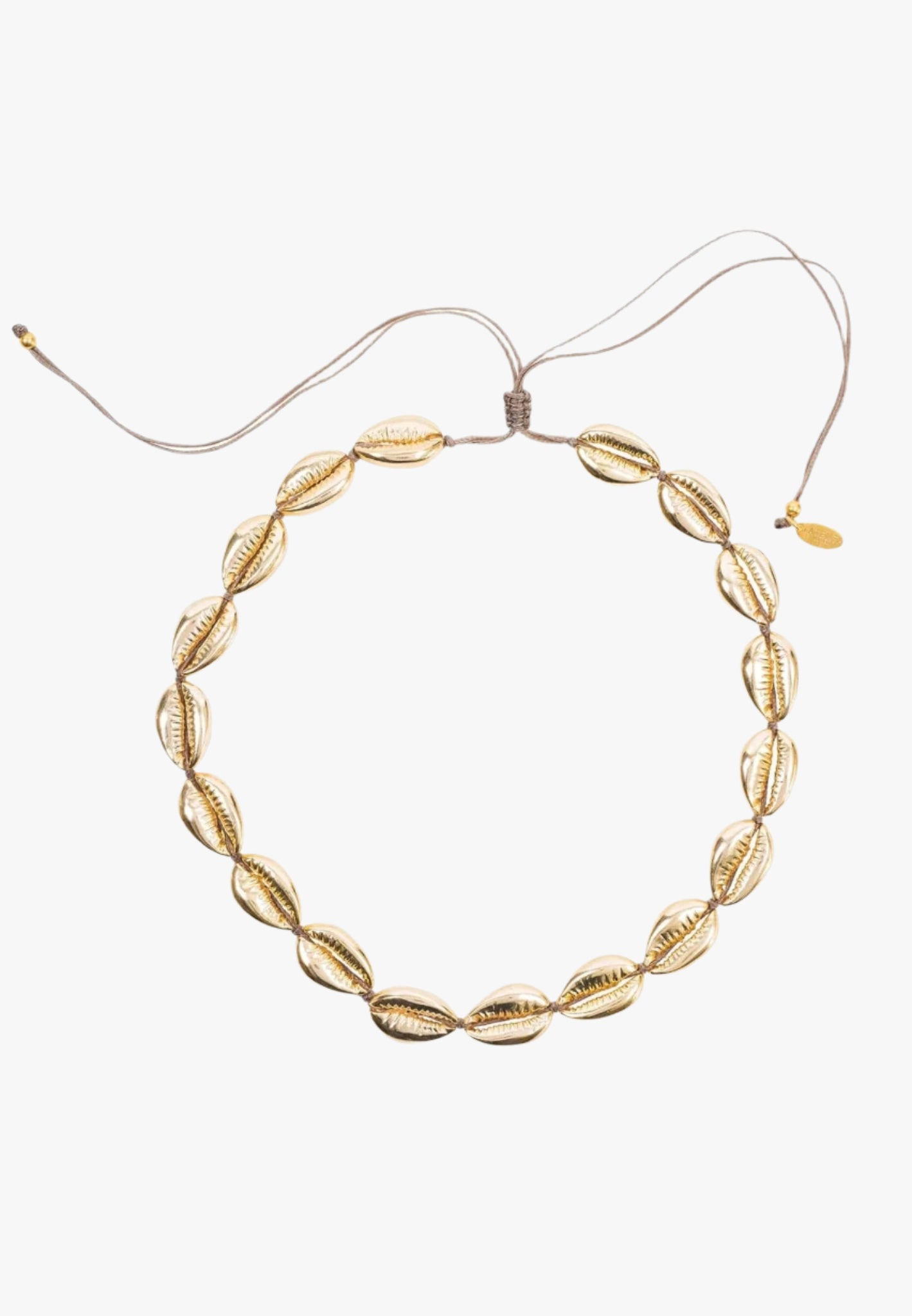 Cowrie shell choker strand necklace gold