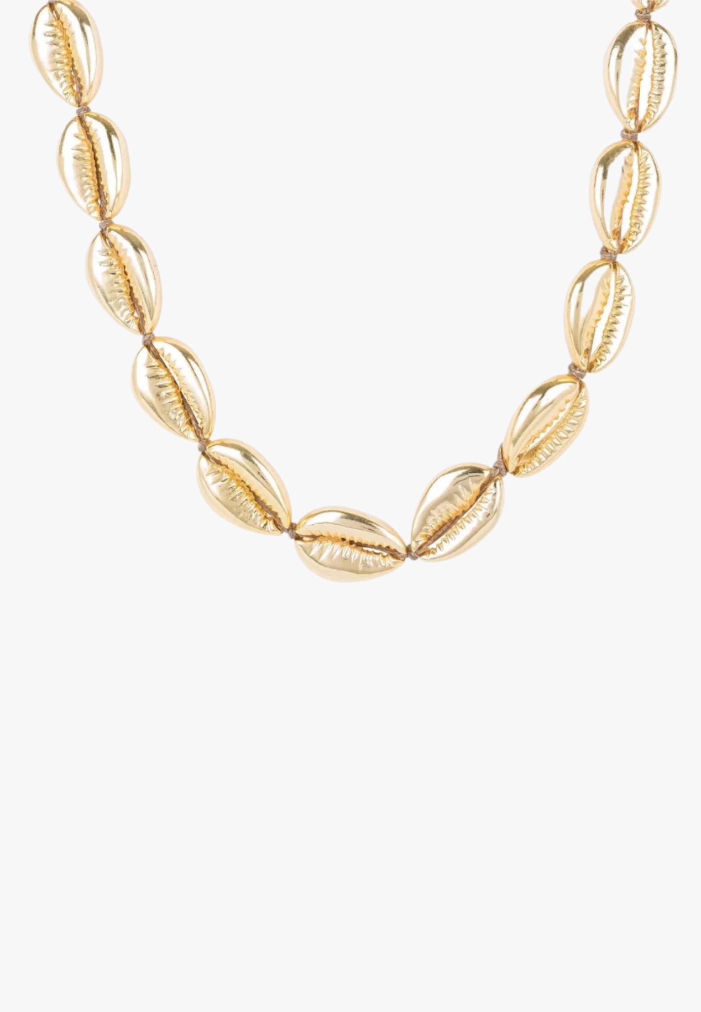 Cowrie shell choker strand necklace gold