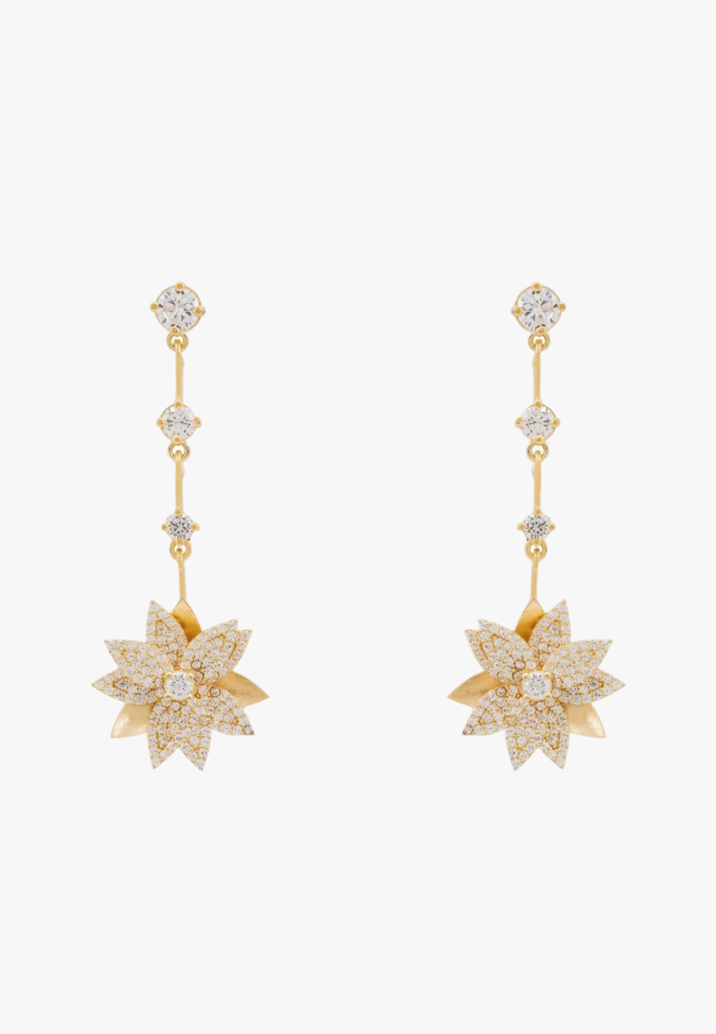 Dahlia drop earrings gold white