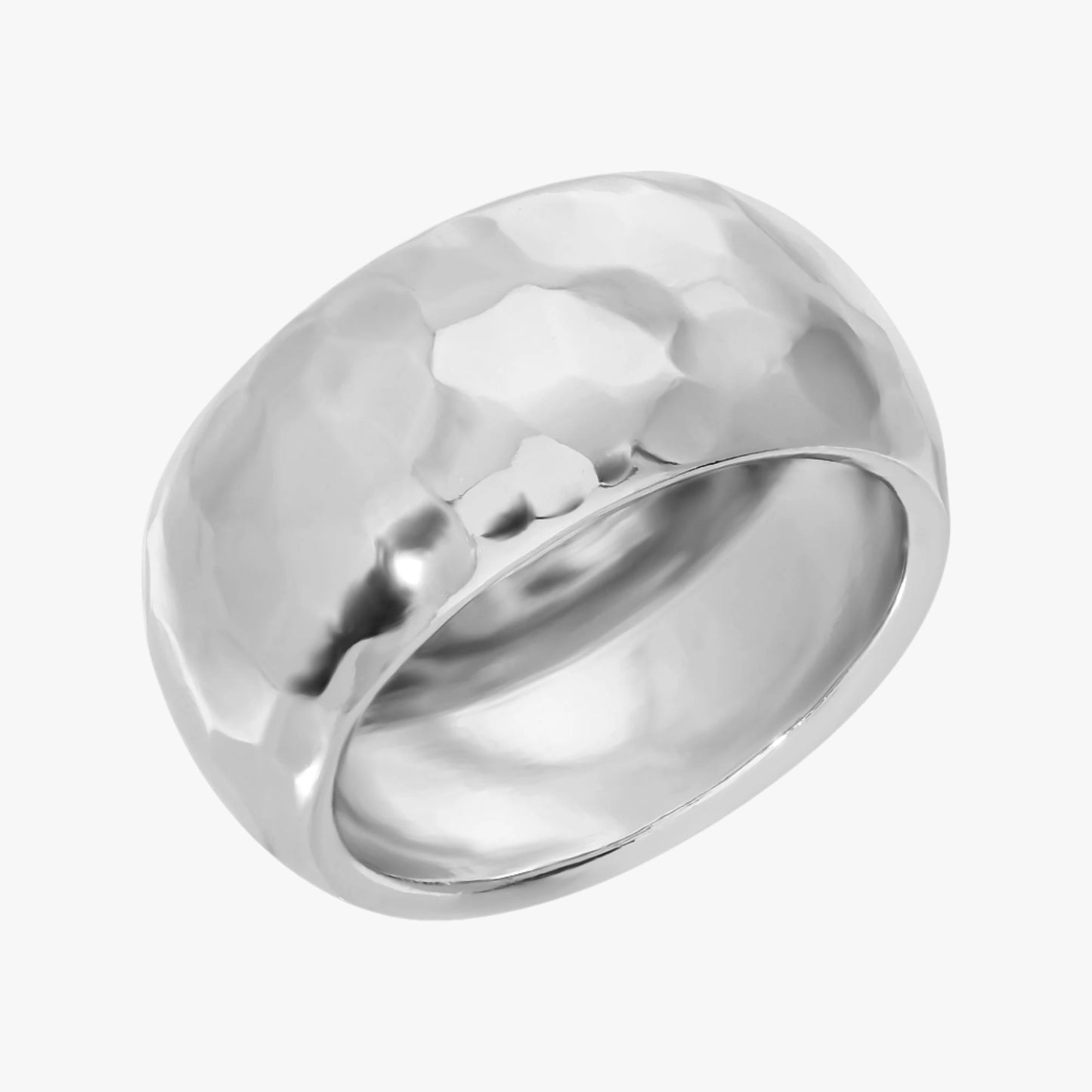 Elegant hammered domed brass ring