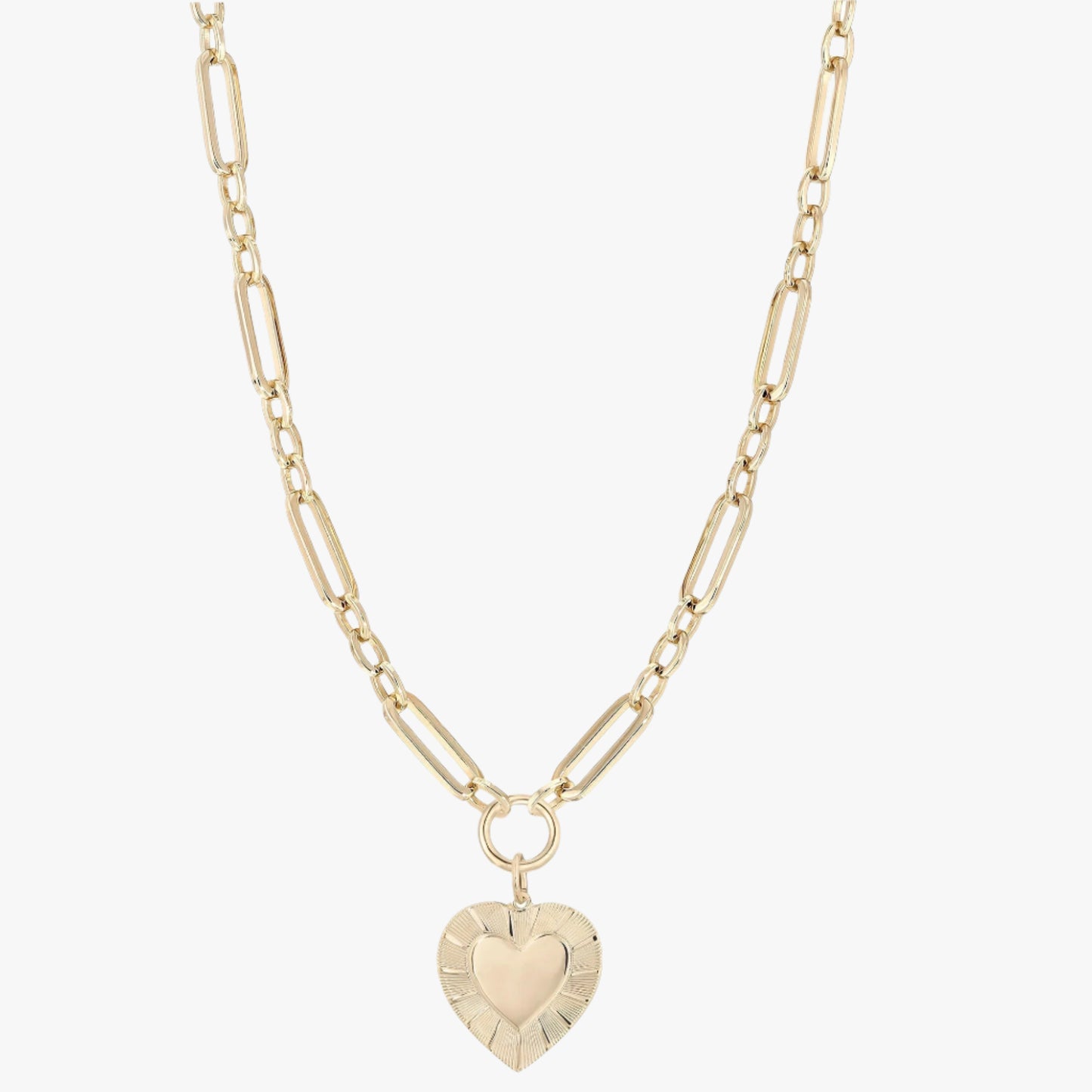 Large multi link chain heart necklace