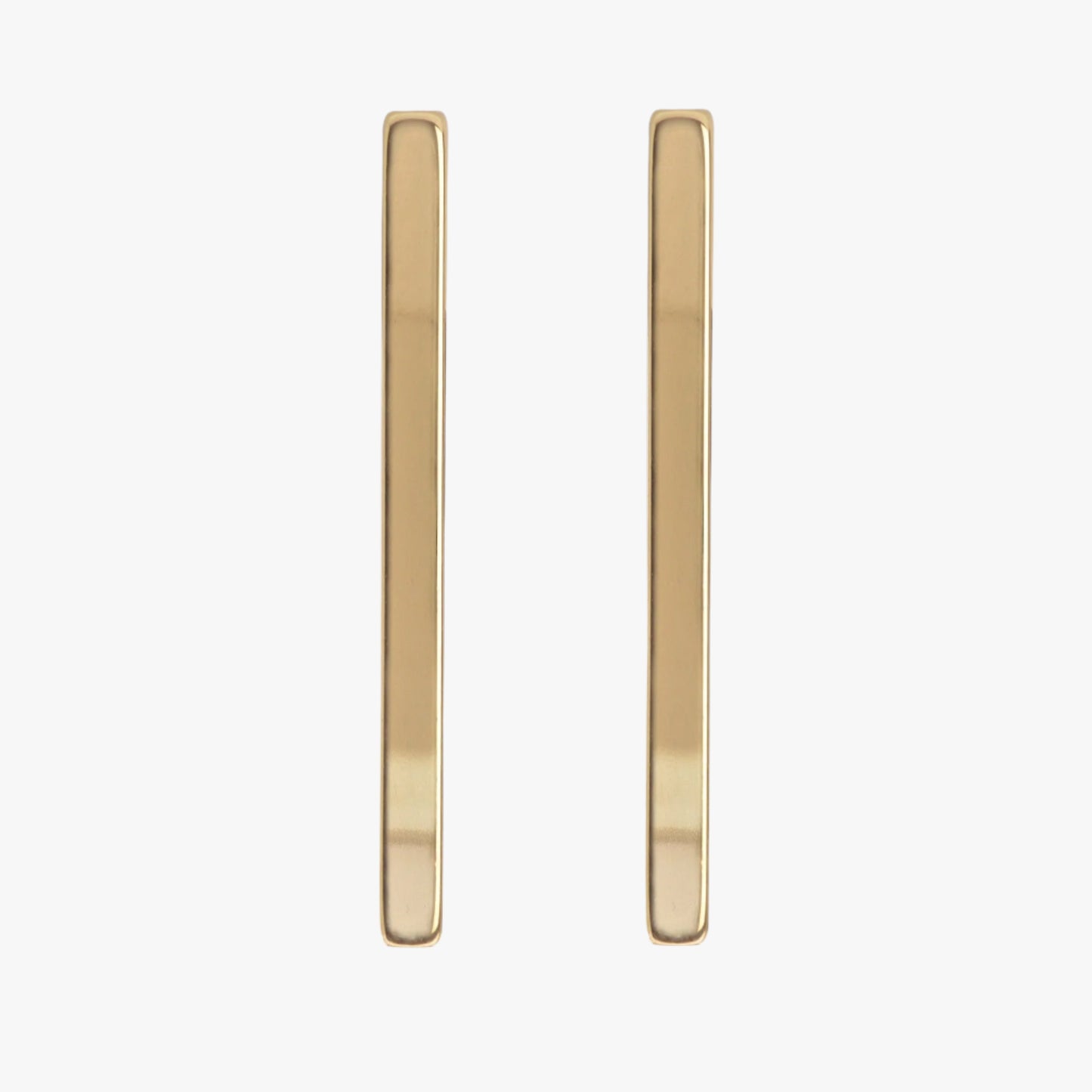 Brass stick earrings with gold finish