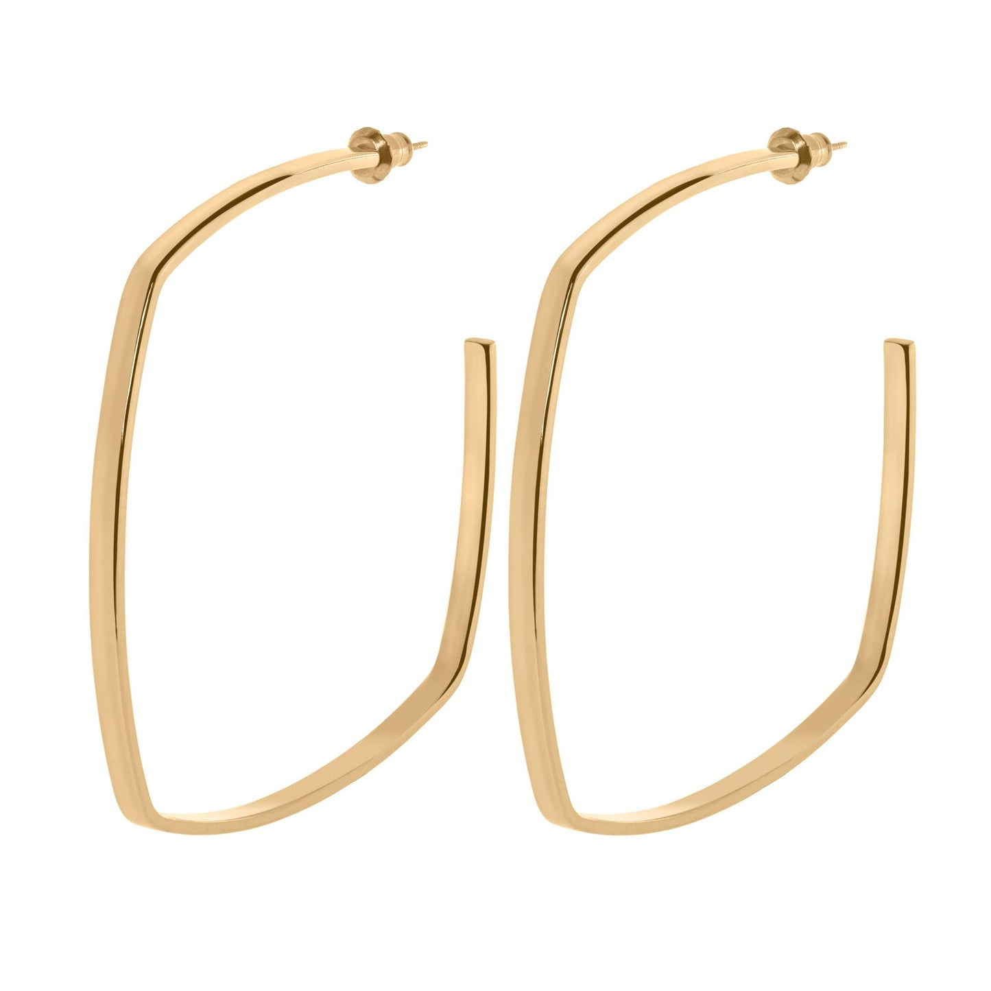 Square shaped brass hoop earrings
