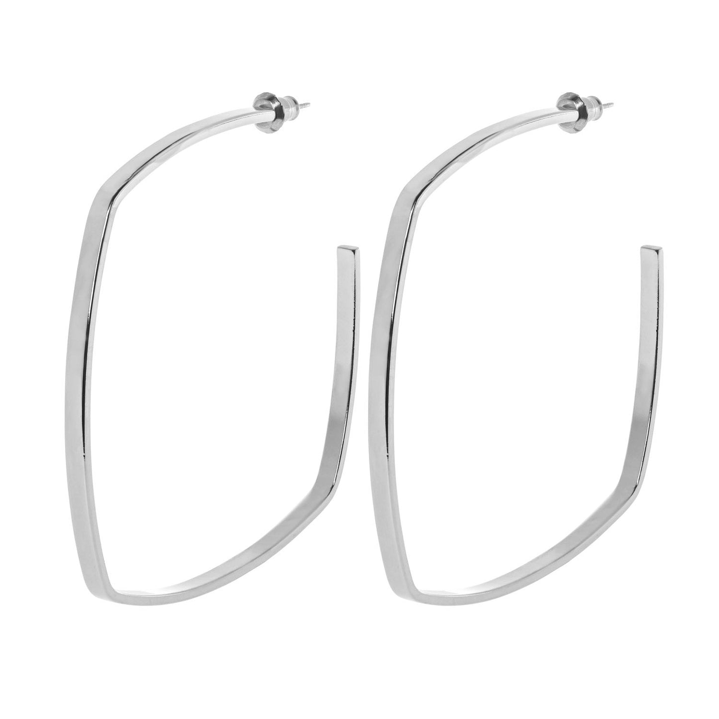 Square shaped brass hoop earrings