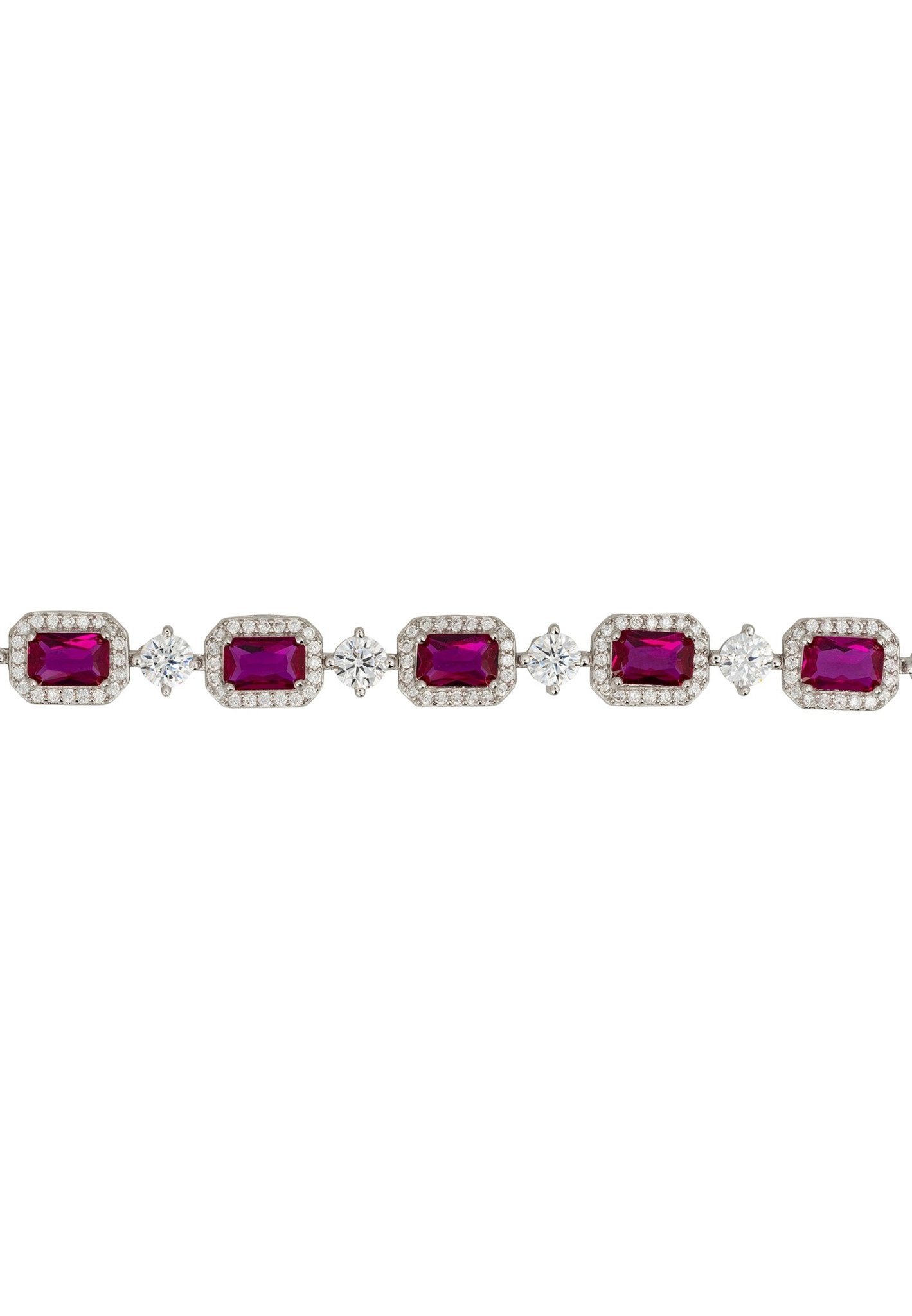 Elena Gemstone Bracelet in Ruby Silver - Accessory101