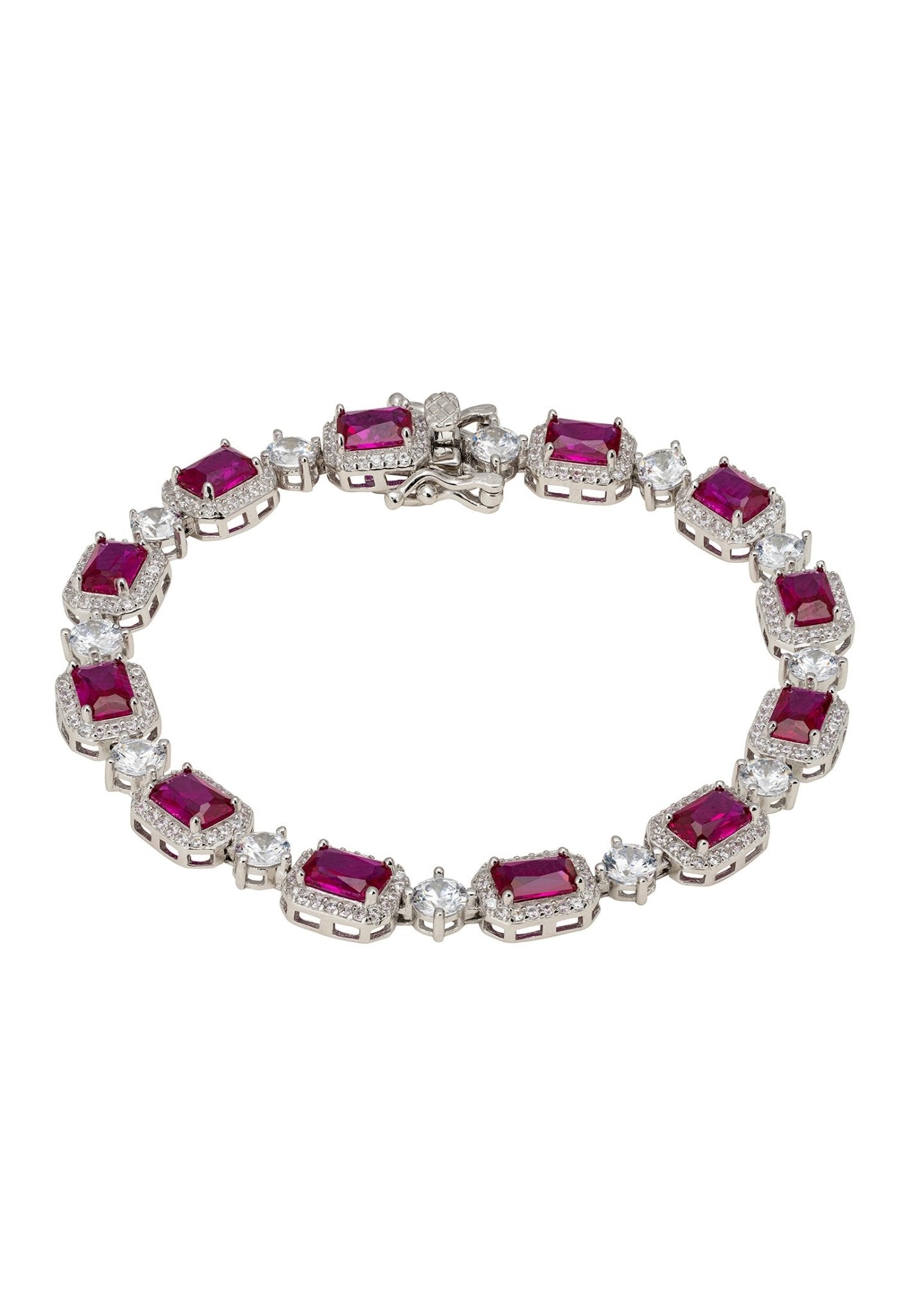 Elena Gemstone Bracelet in Ruby Silver - Accessory101