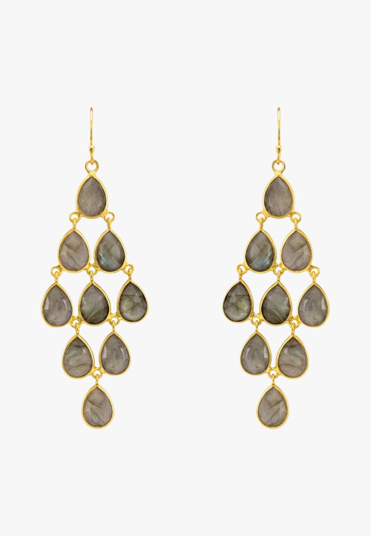 Erviola gemstone cascade earrings gold