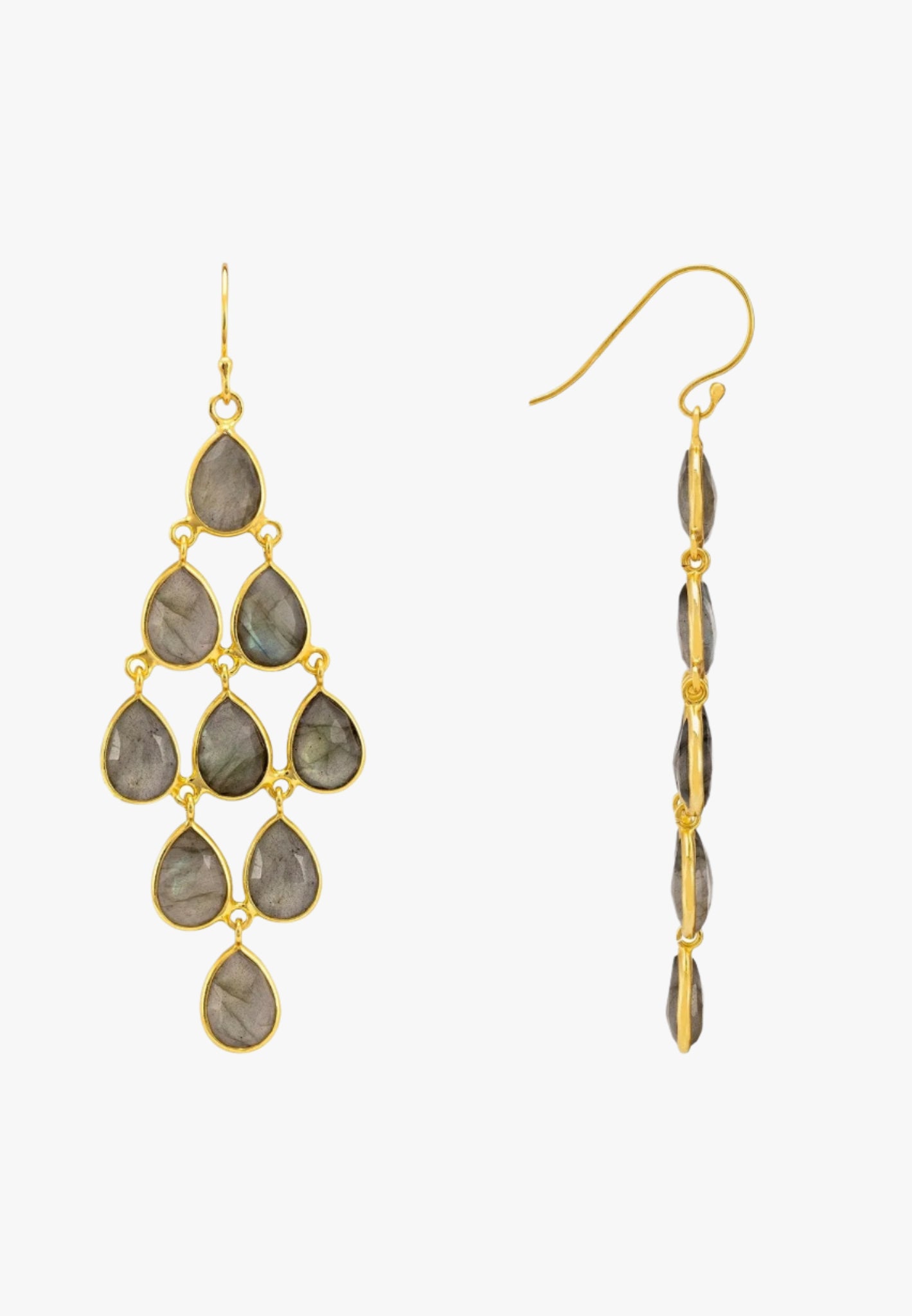 Erviola gemstone cascade earrings gold