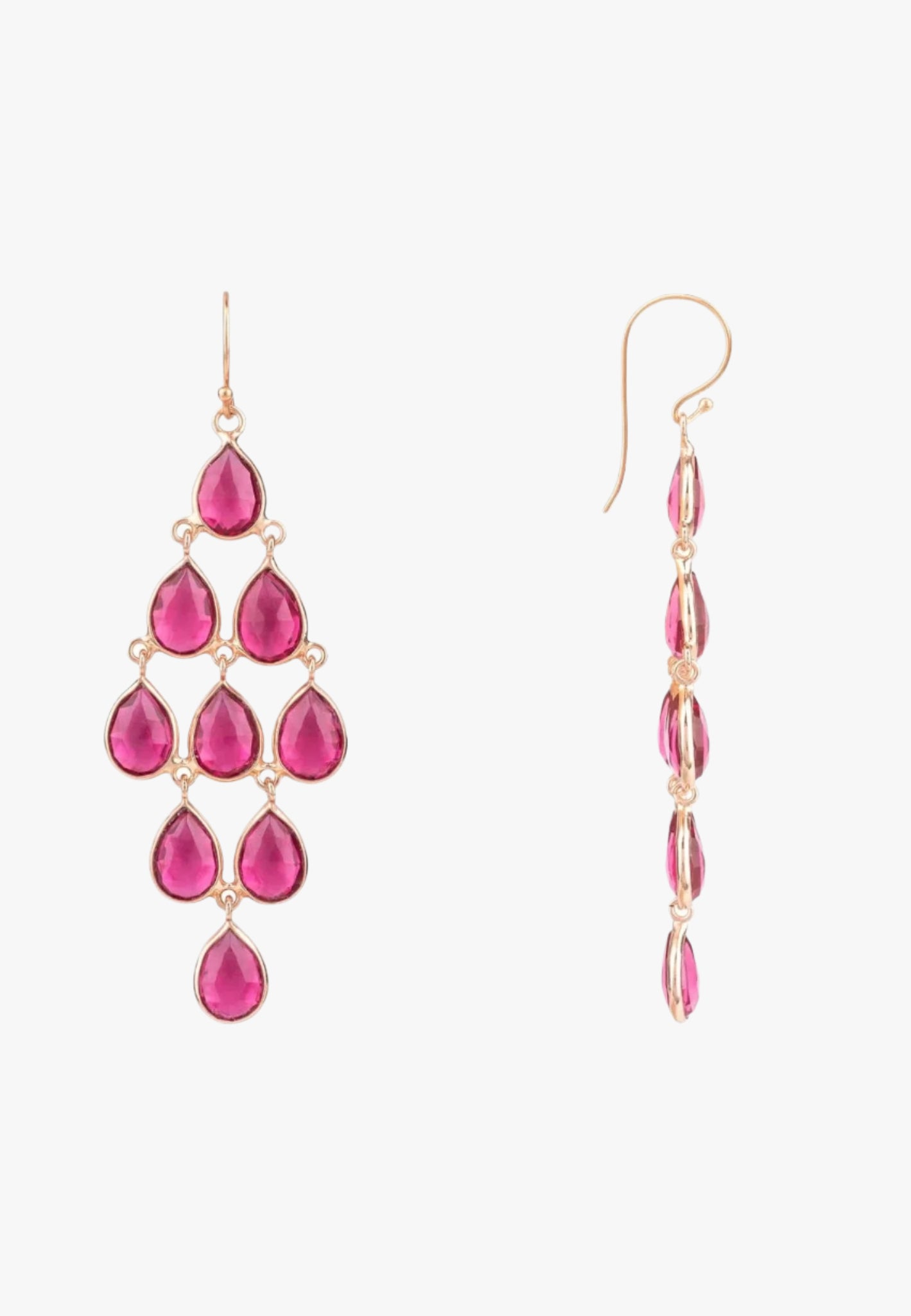 Erviola gemstone cascade earrings rose gold pink tourmaline