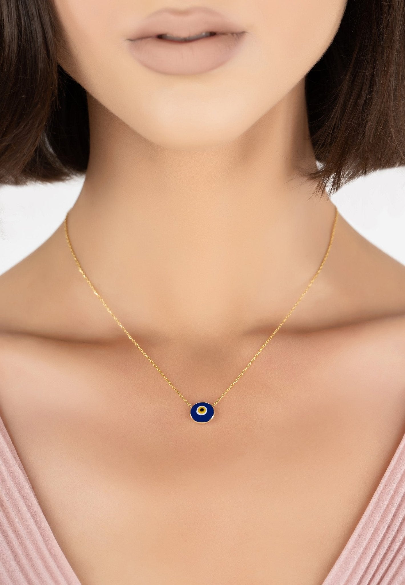 Evil eye charm pendant necklace gold