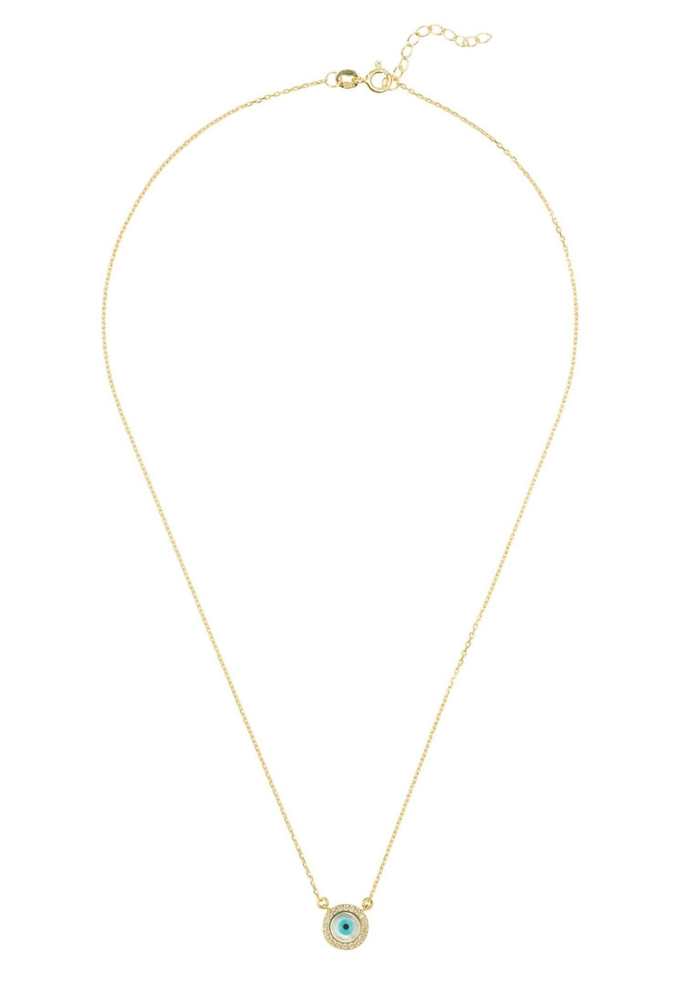 Delicate evil eye mother of pearl necklace