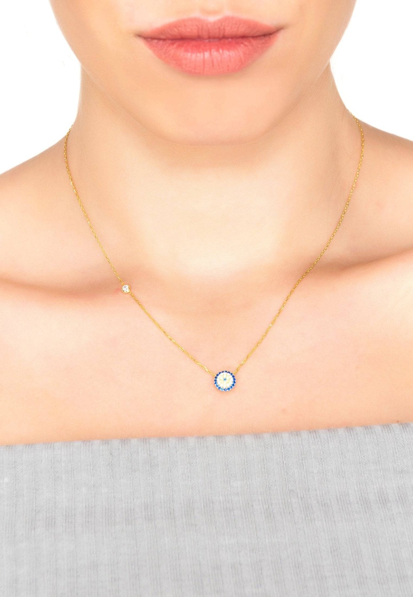 Evil Eye Necklace Dipped in Gold with Zircon - Accessory101
