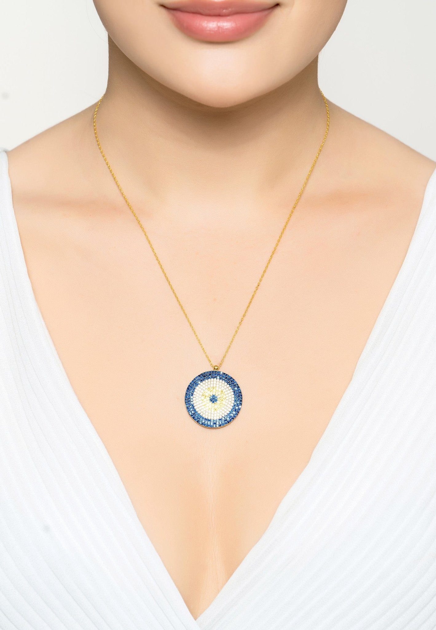 Evil Eye Pendant Necklace in Gold-Plated Silver - Accessory101