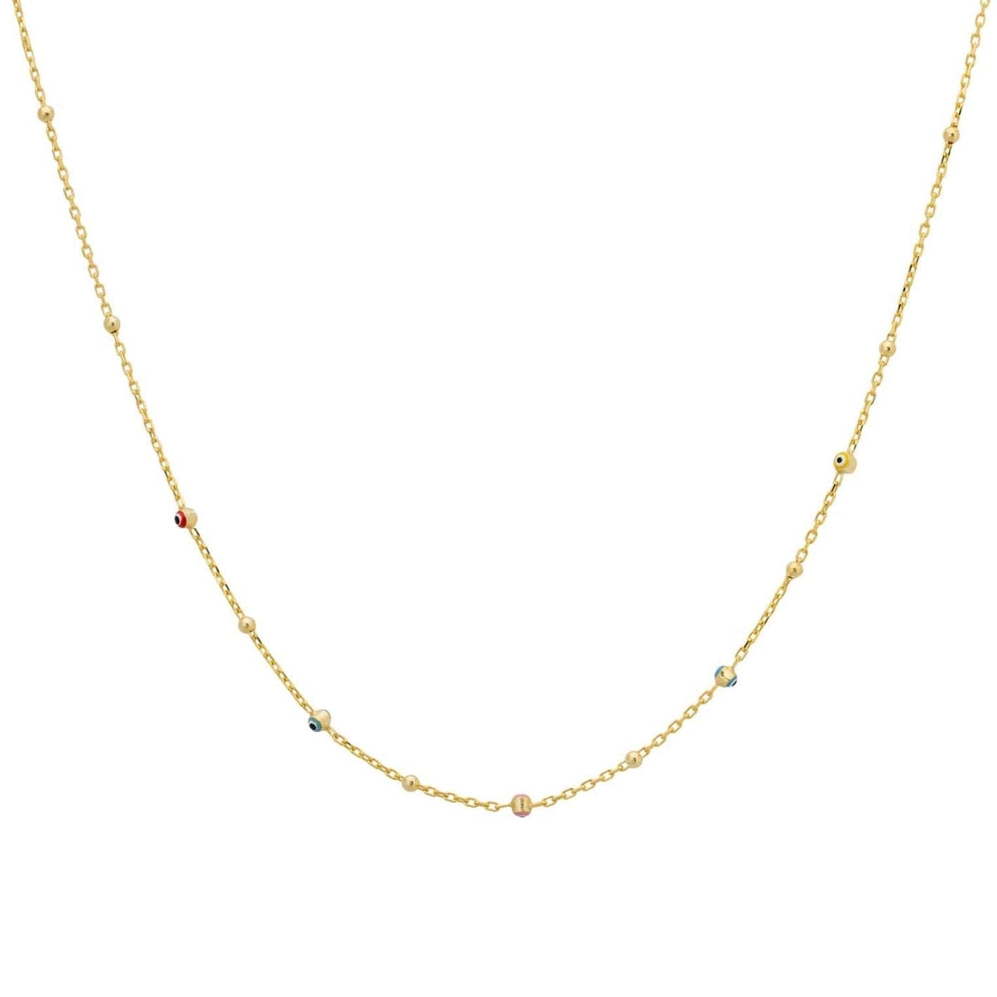 Evil Eyes Strand Enamel Necklace Dipped in Gold - Accessory101