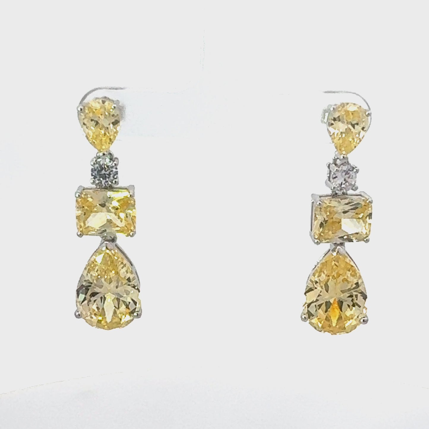Valentina drop earrings silver yellow topaz